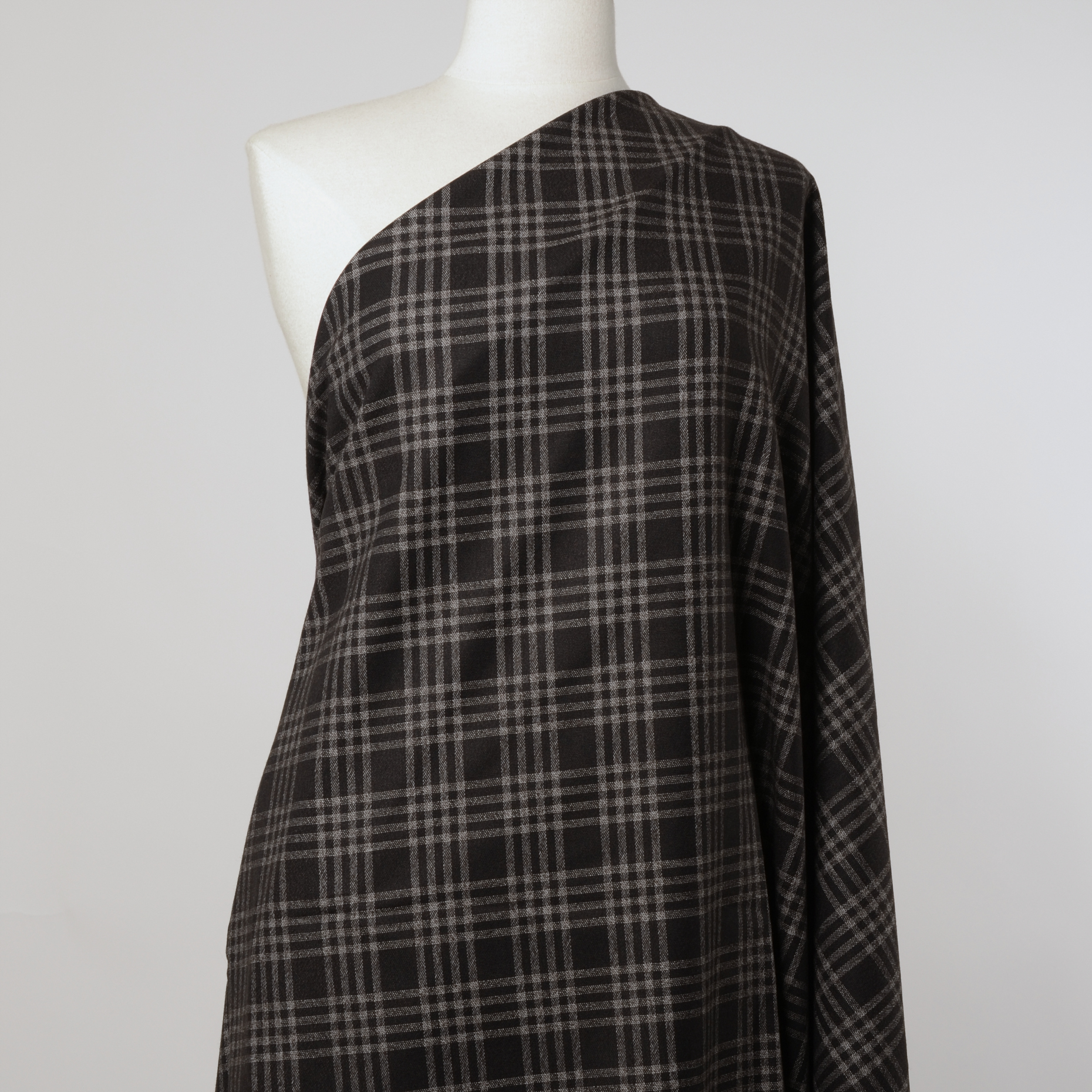 Algodón Lana, Cuadro, Jaspeado, Black Coffee (F000017581) - Maniquí