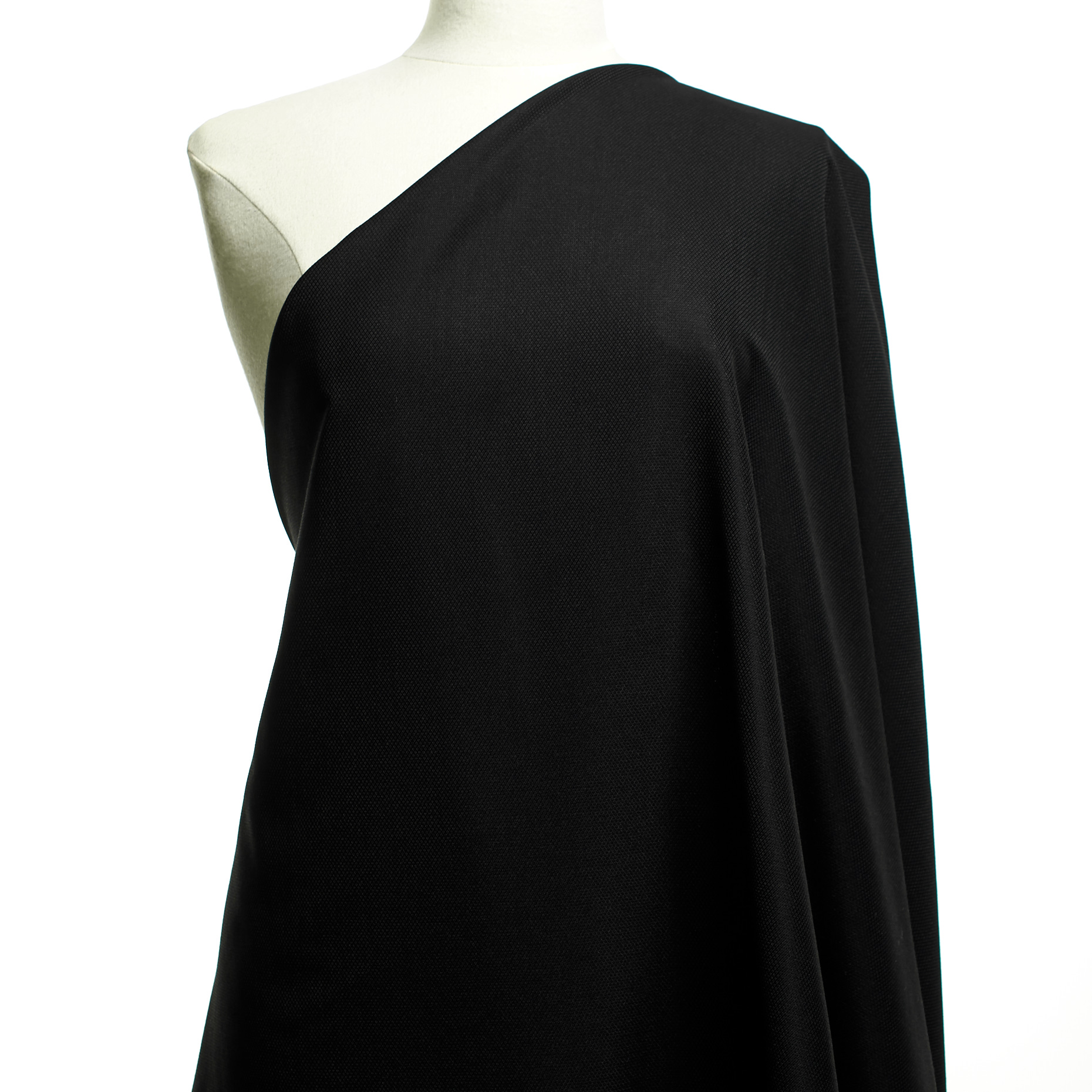 PIQUÉ, COTTON, WOOL BLEND, RAVEN BLACK (T0000738) - Mannequin