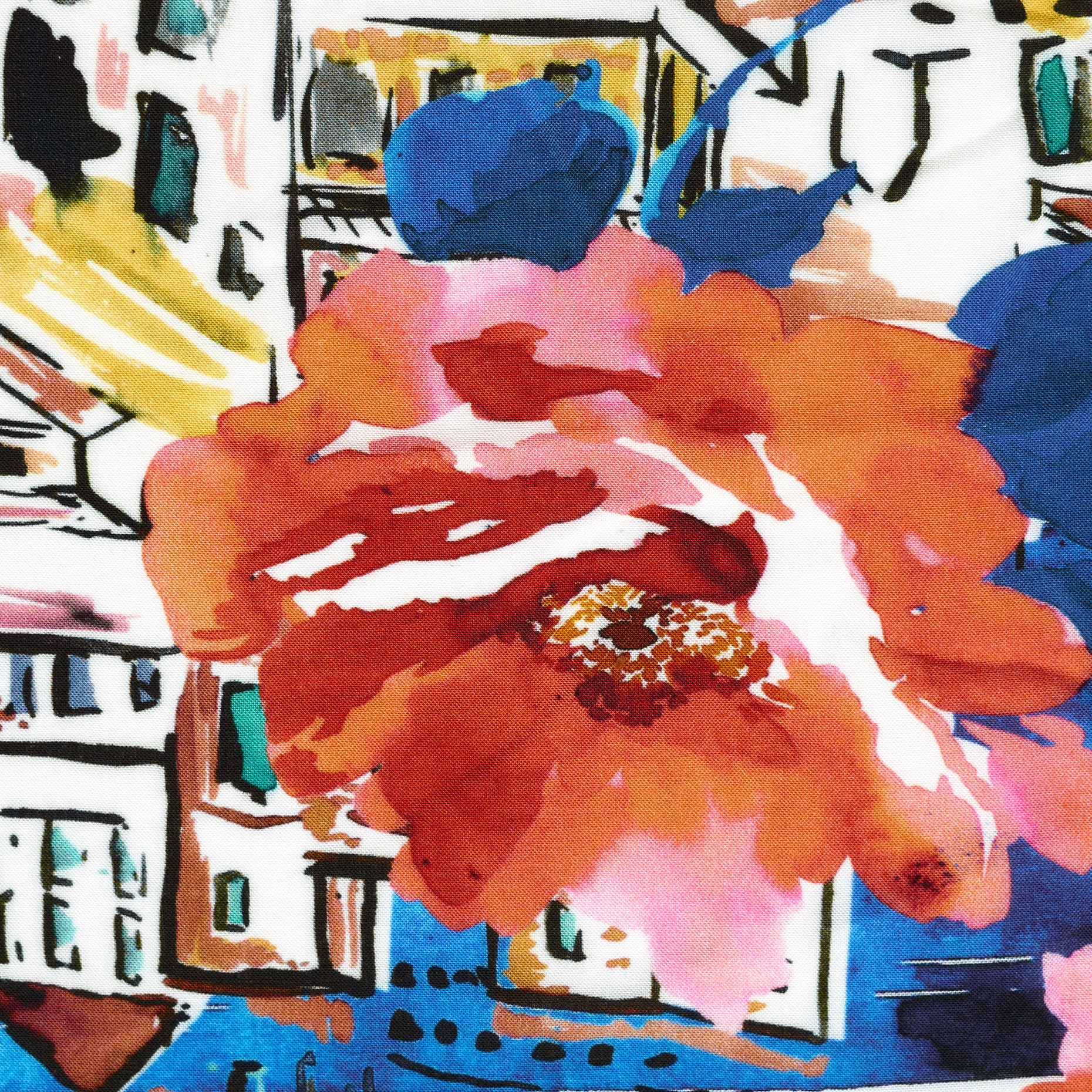 VISCOSE, PRINTED, MEDITERRANEAN BLUE&COLOR MIX (F000040189) - Texture