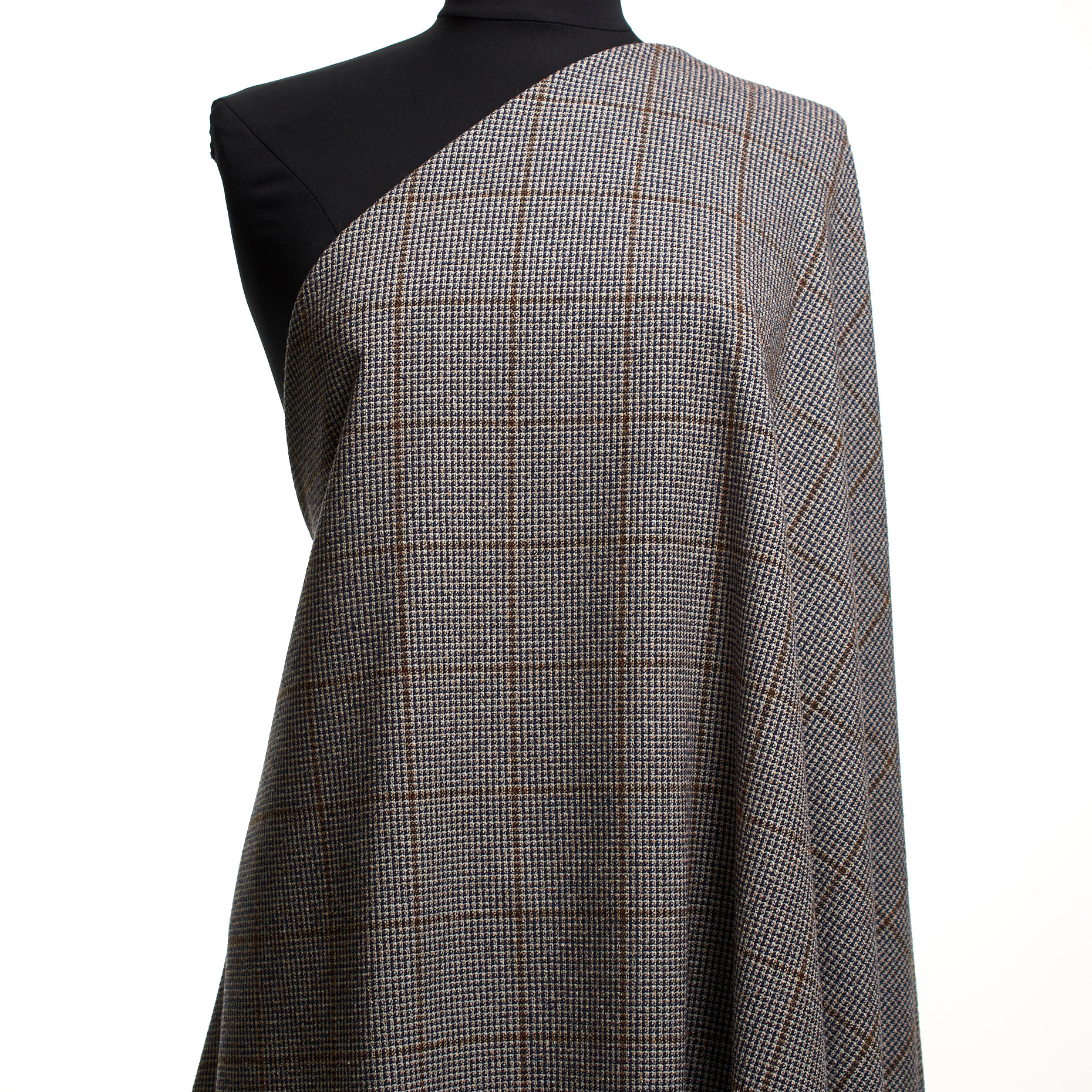 VISCOSE BLEND, COTTON BLEND, CHECK, OYSTER GRAY&BLUE INDIGO (F000045279) - Mannequin