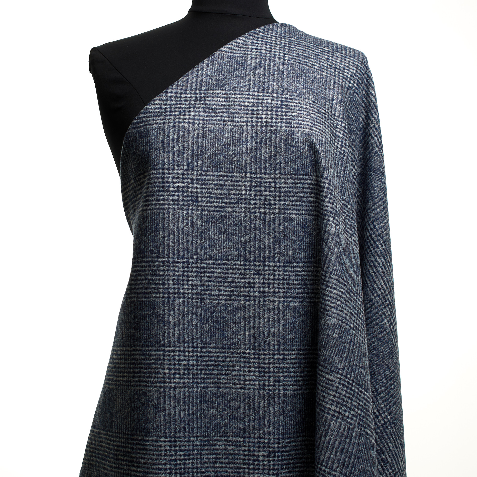 JERSEY, WOOL BLEND, CHECK, BLUE INDIGO&VAPOROUS GRAY (F000048095) - Mannequin