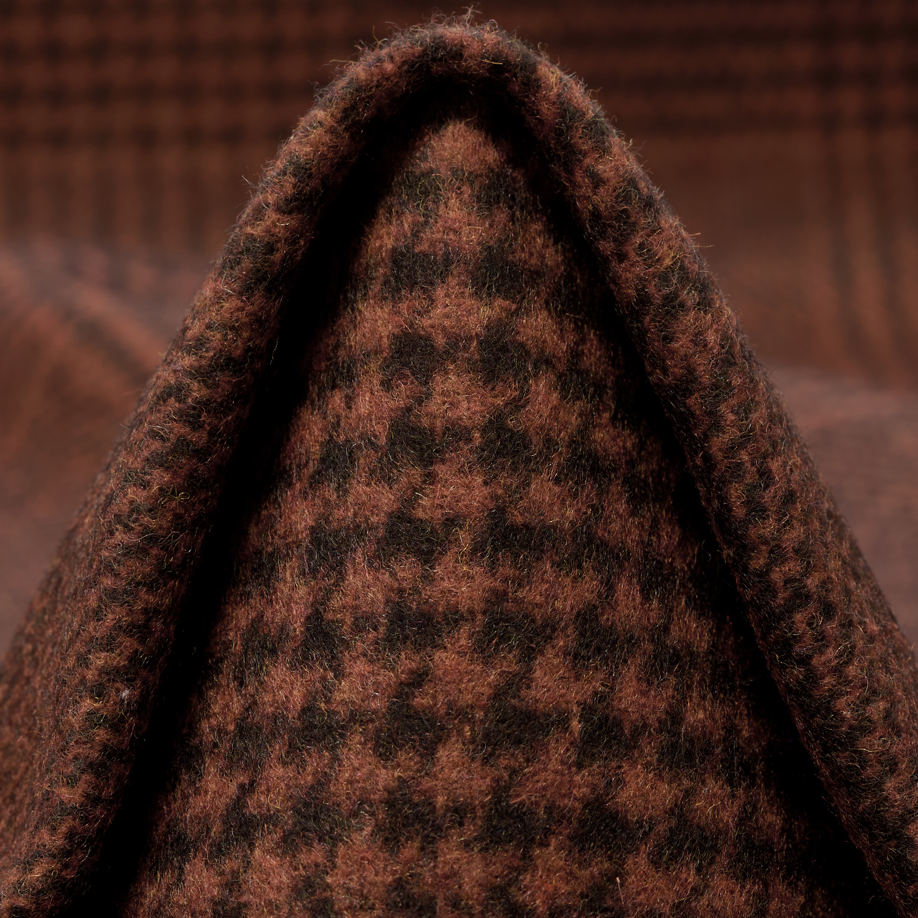 DOUBLE, BOILED WOOL, CHECK, ADOBE&CHOCOLATE BROWN