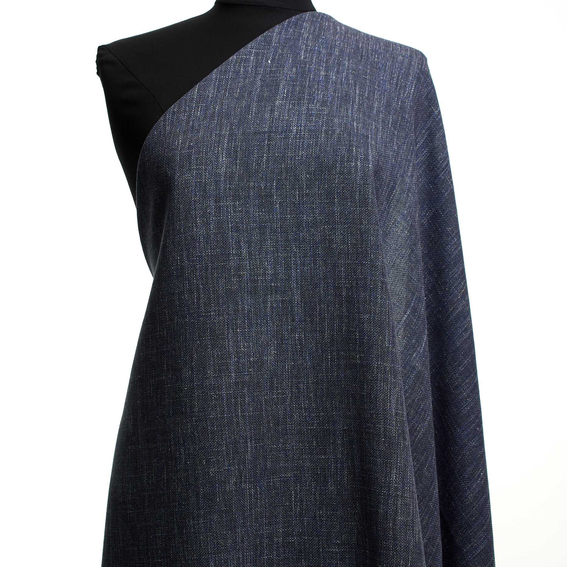 VIRGIN WOOL, LINEN BLEND, MELANGE, BLUE INDIGO (F000047938) - Mannequin
