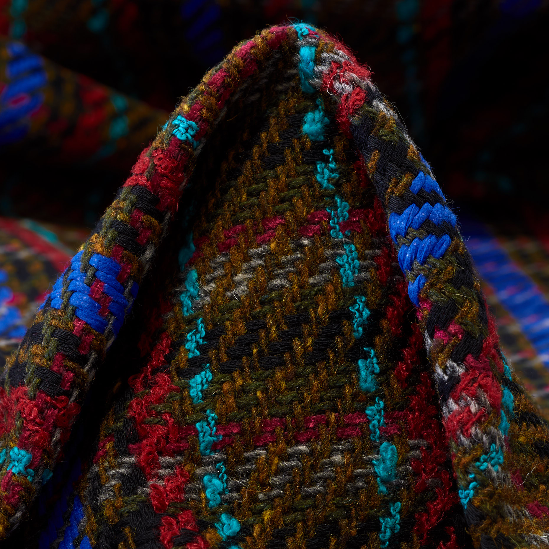 CHANEL, COTTON, CHECK, CHOCOLATE BROWN&STRONG BLUE (F000037566)