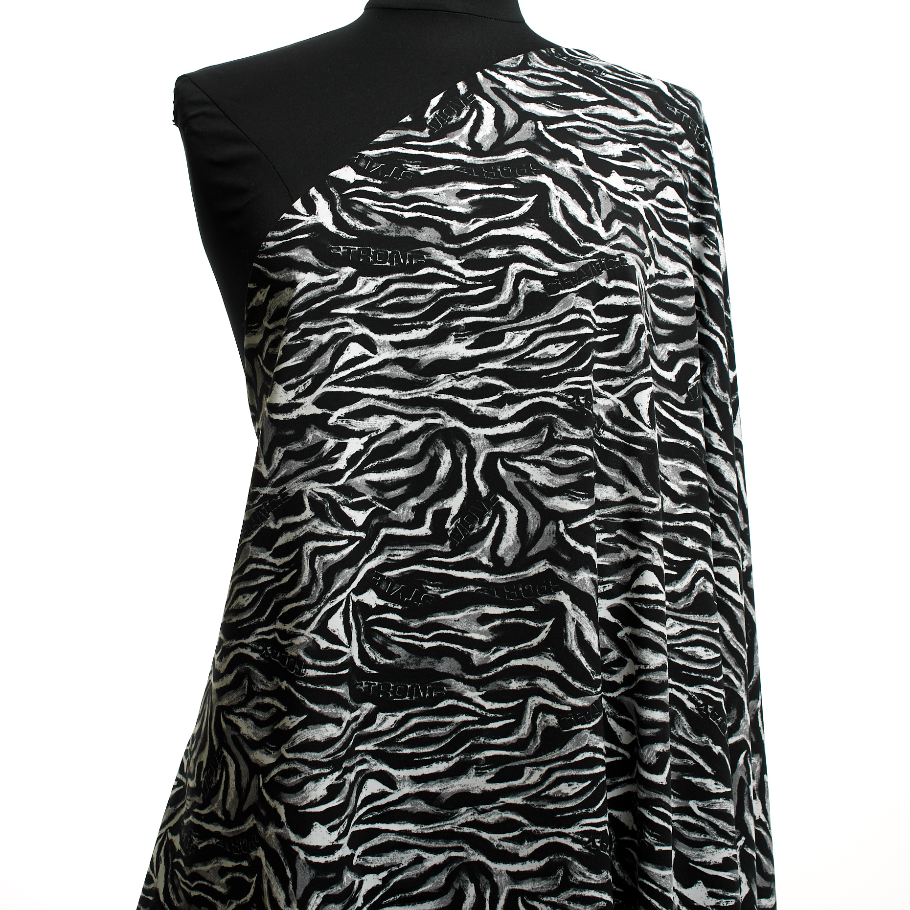 Techno Jersey, Stampato, Alta Elasticità, Jet Black&Mockingbird (F000047136) - Manichino