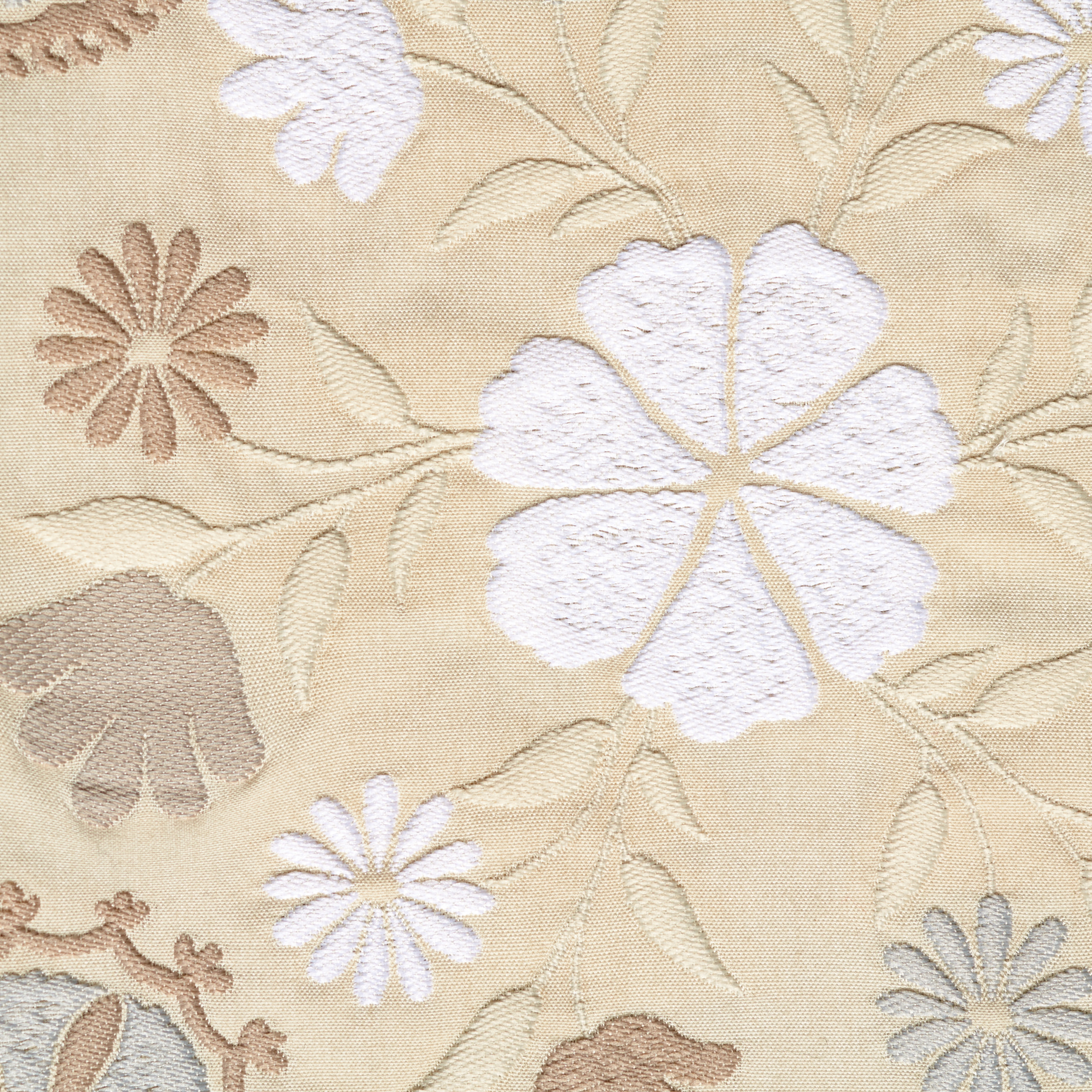 Хлопок, Вышивка, Цветы, Bone White (P000005160) - Ткань