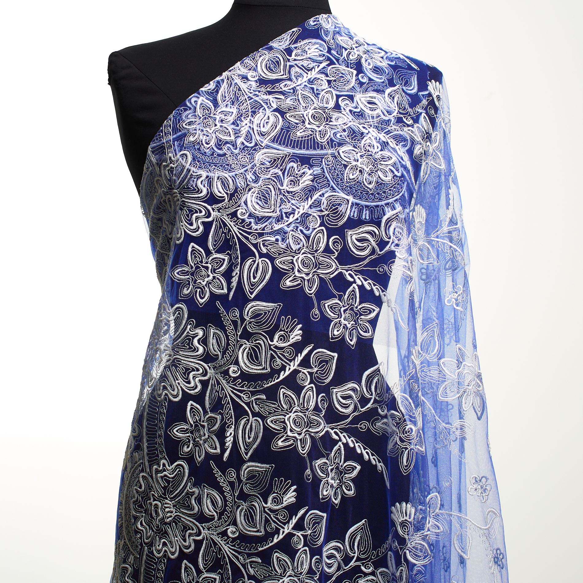 Algodón, Tul, Floreal, Ibiza Blue (F000034711) - Maniquí