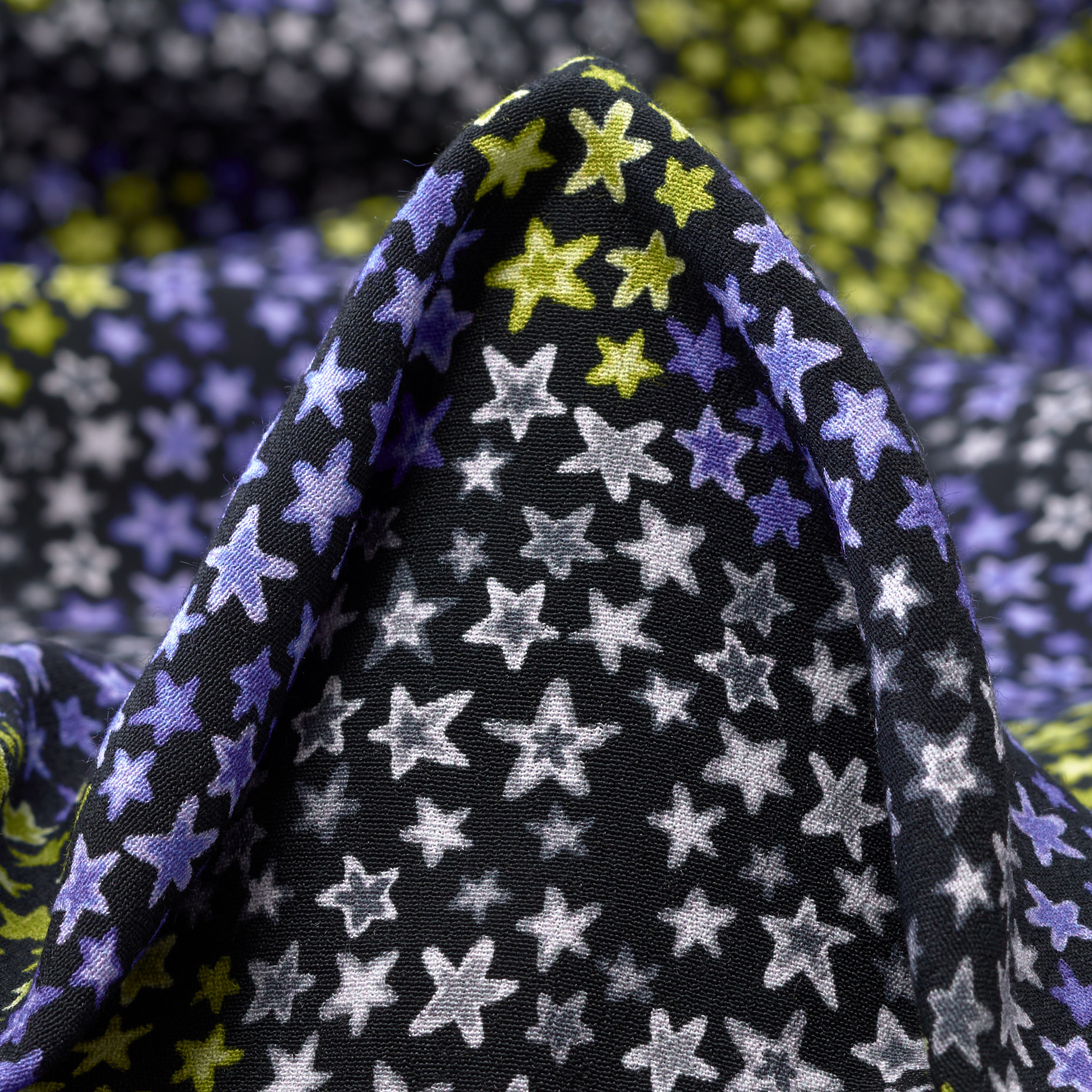 Креп, Принт, Стрейч, Cornflower Blue (F000038086)