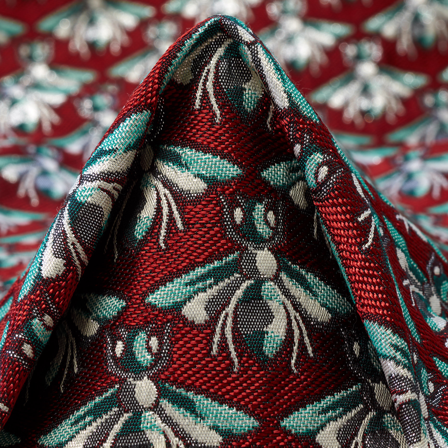 Żakard, Mieszanka bawełny, Połysk, Savvy Red&Silver (P000002470)