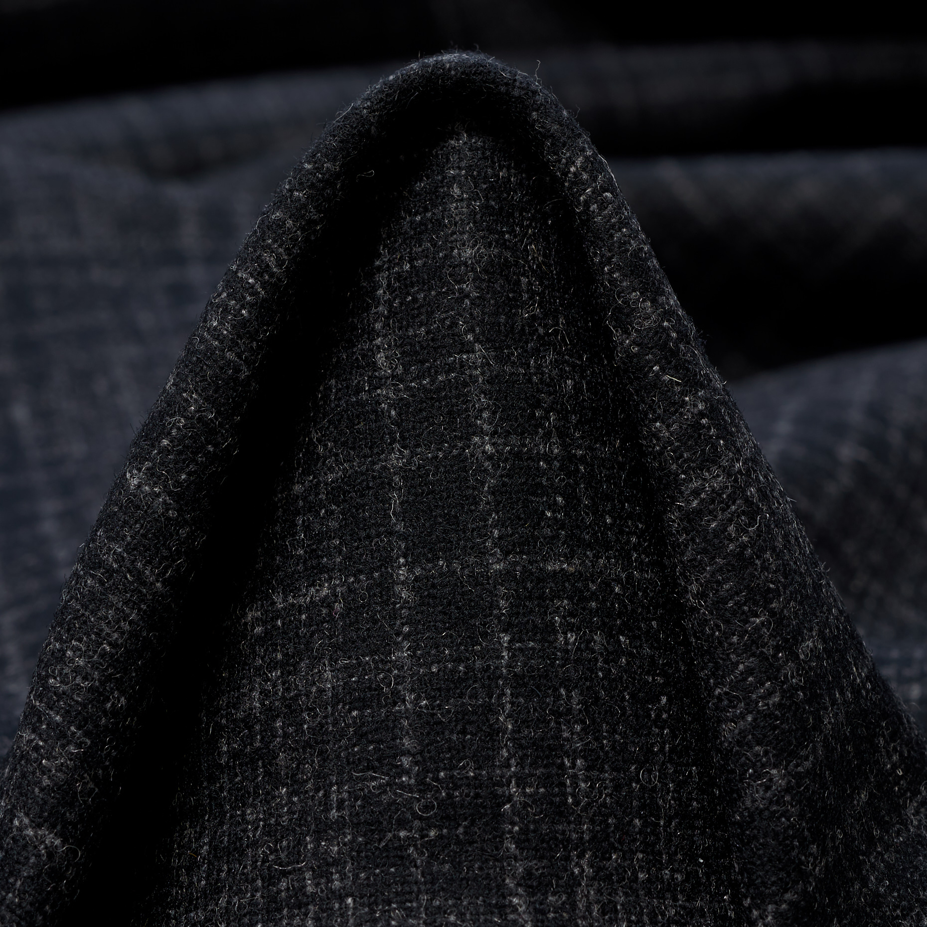 VIRGIN WOOL, CHECK, ELASTIC, BLACK ONYX