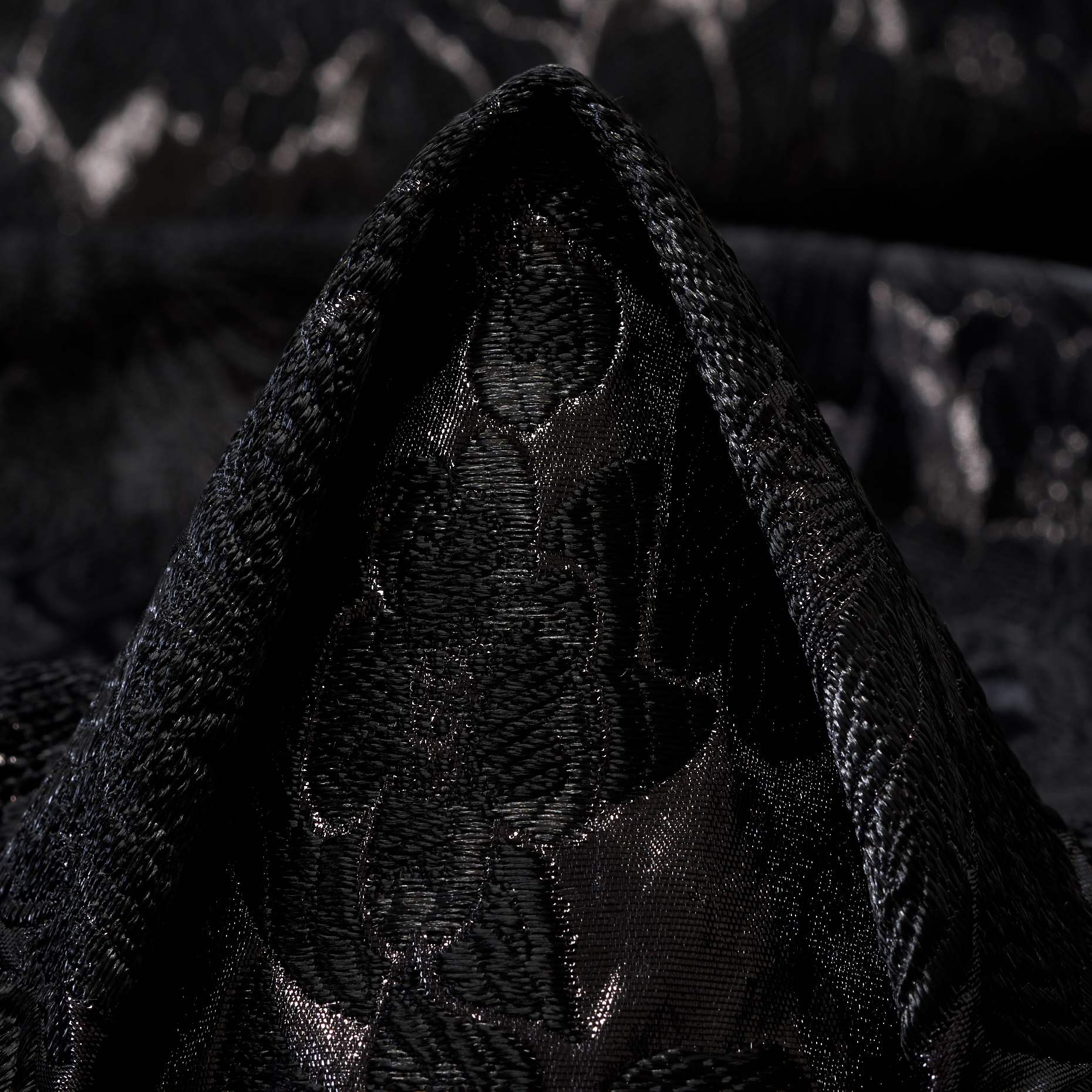 JACQUARD, ACETATE, TONE ON TONE, JET BLACK (P000005270)