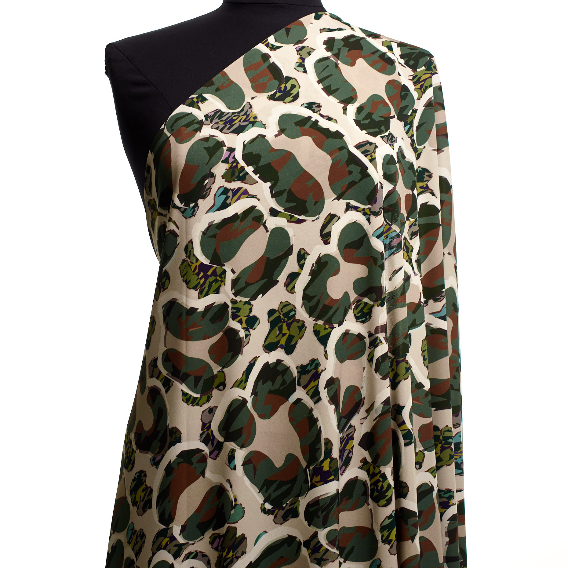 Трикотаж, Принт, Jungle Green&Multicolor (F000042944) - Манекен