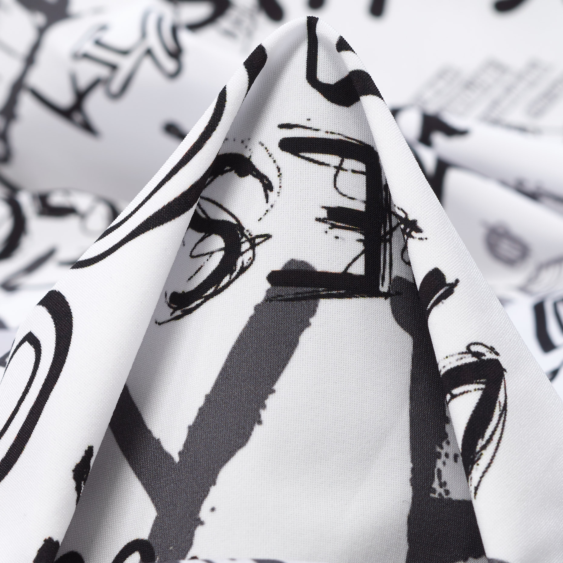 TECHNO JERSEY, PRINTED, HIGH ELASTICITY, RAVEN BLACK&BRILLIANT WHITE (F000041301)