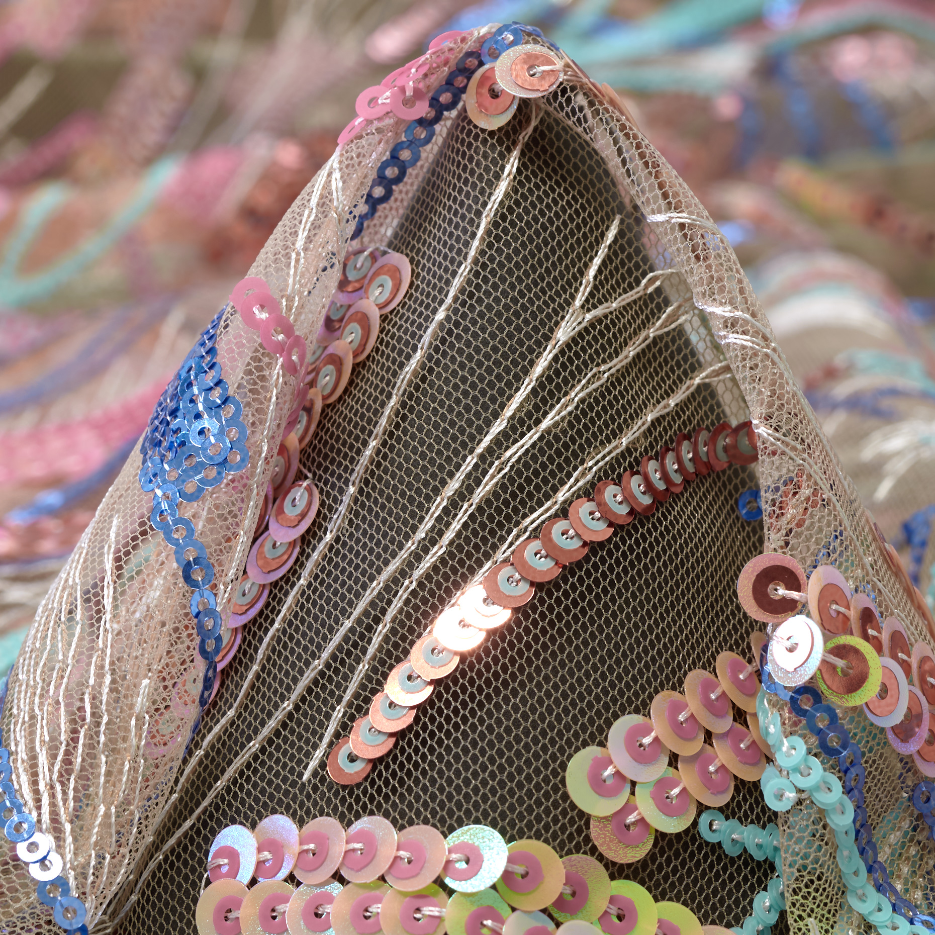 TULLE, SEQUIN, EMBROIDERED, COCONUT CREAM&PALE BLUSH (F000048644)