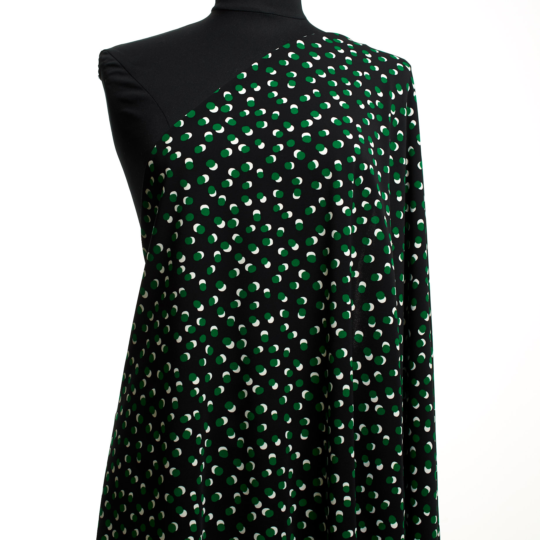 Techno Jersey, Pois, Haute Elasticité, Raven Black&Smaragd (F000046822) - Mannequin