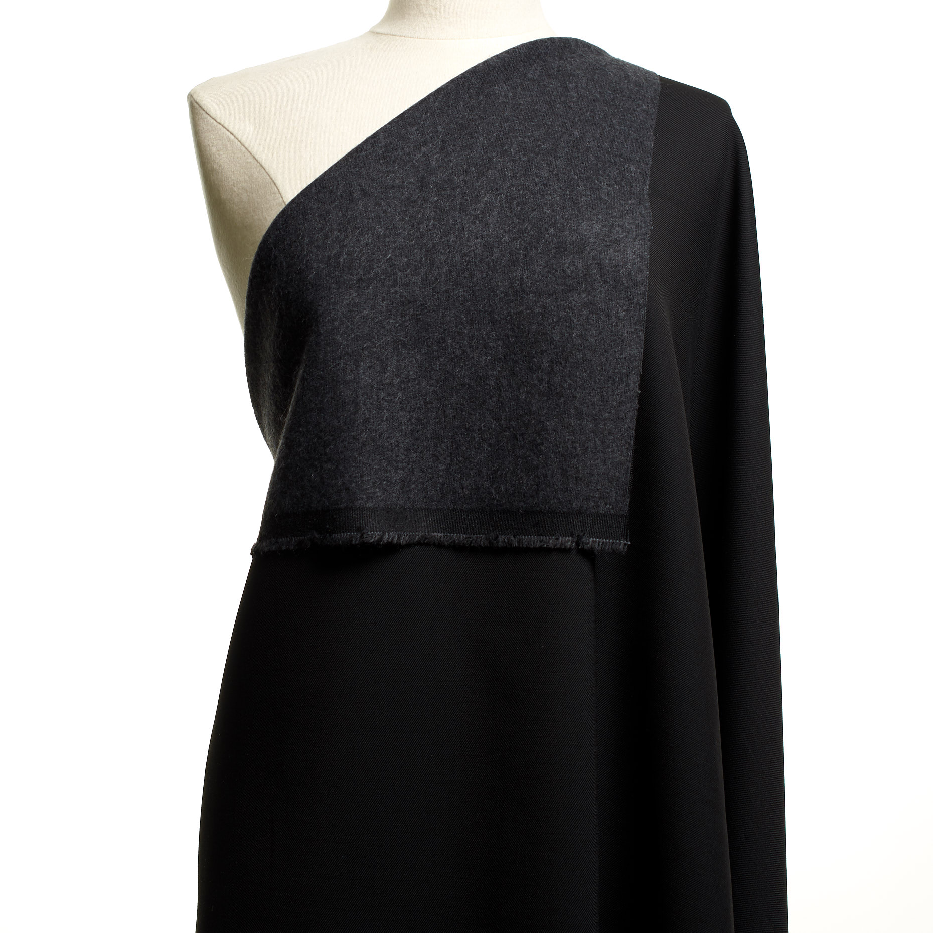 TWILL, WOOL BLEND, ELASTIC, RAVEN BLACK (F000044548) - Mannequin