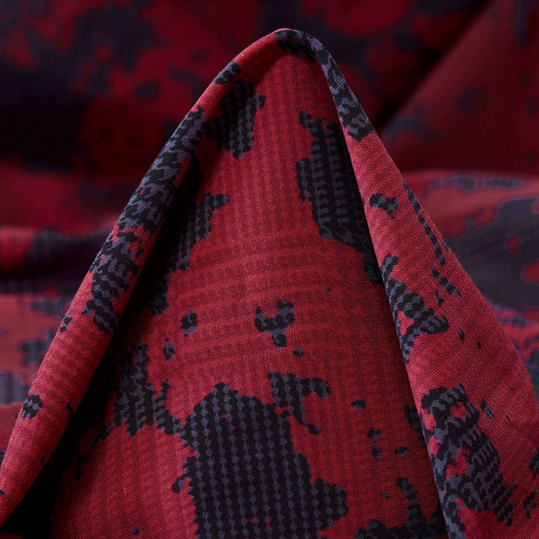 TECHNO JERSEY, PRINTED, HIGH ELASTICITY, TANGO RED (F000041450)