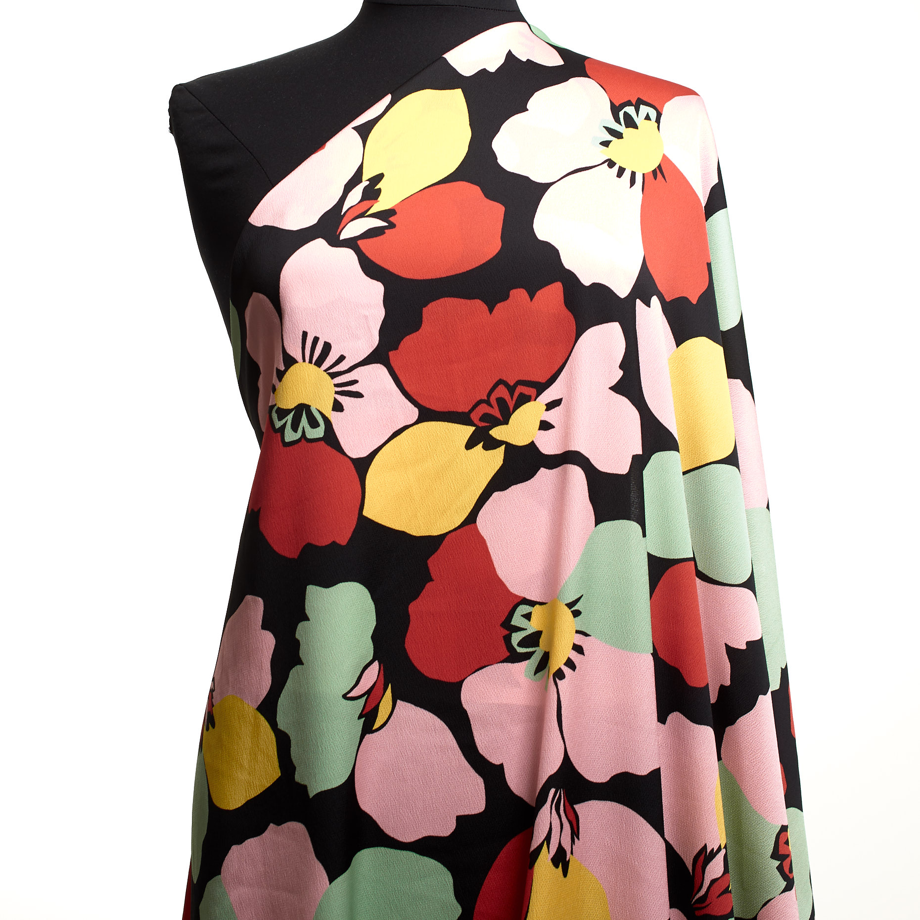 Crêpe De Chine, Estampado, Jet Black&Rose Water (F000037392) - Maniquí