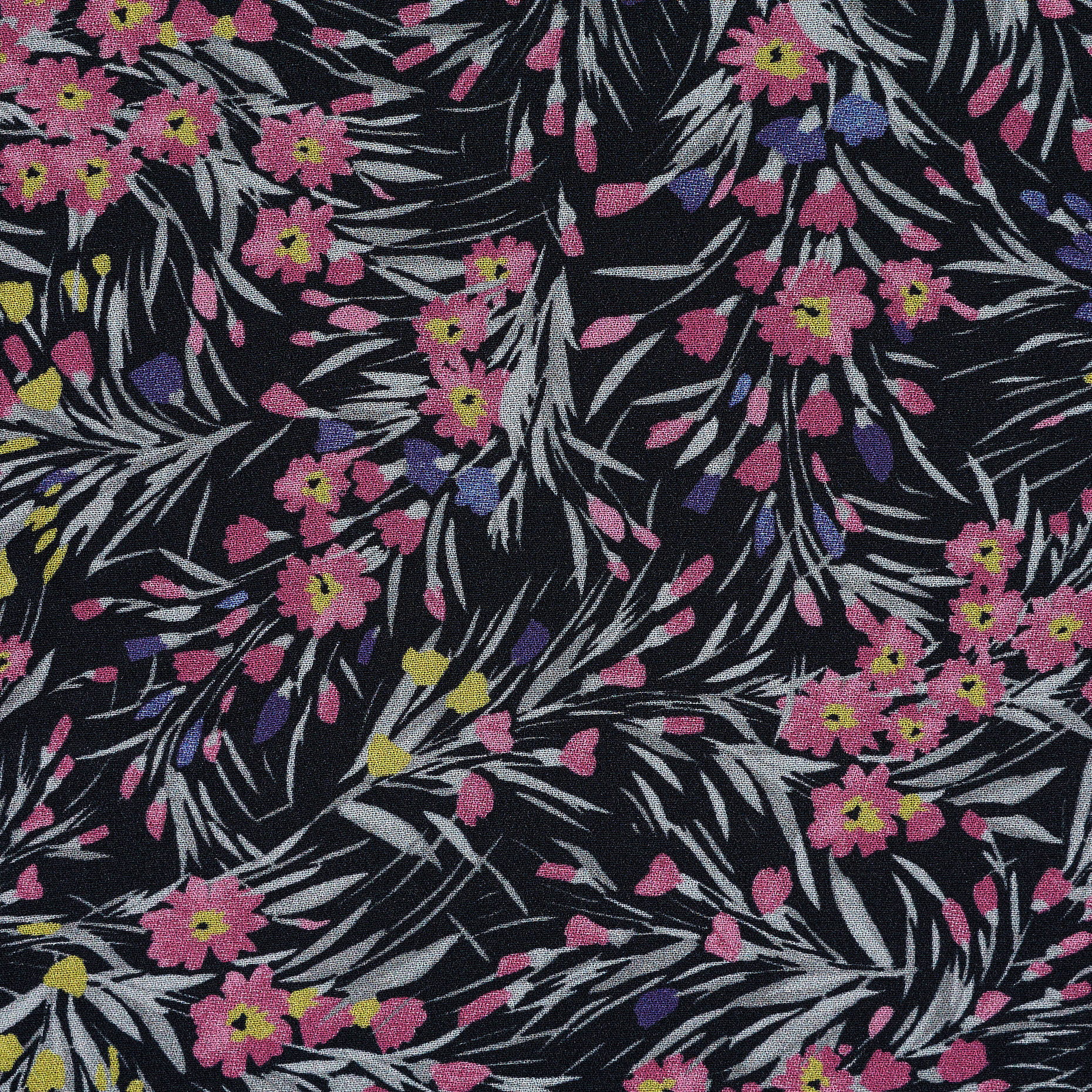 Voile, Viscose , Floral, Polar Night&Strawberry (F000040097) - Tissage
