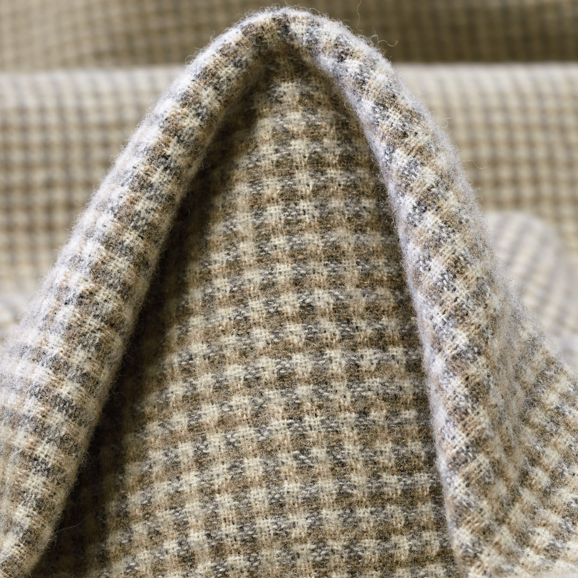 DOUBLE, WOOL, CHECK, GRAY KHAKI (F000037764)