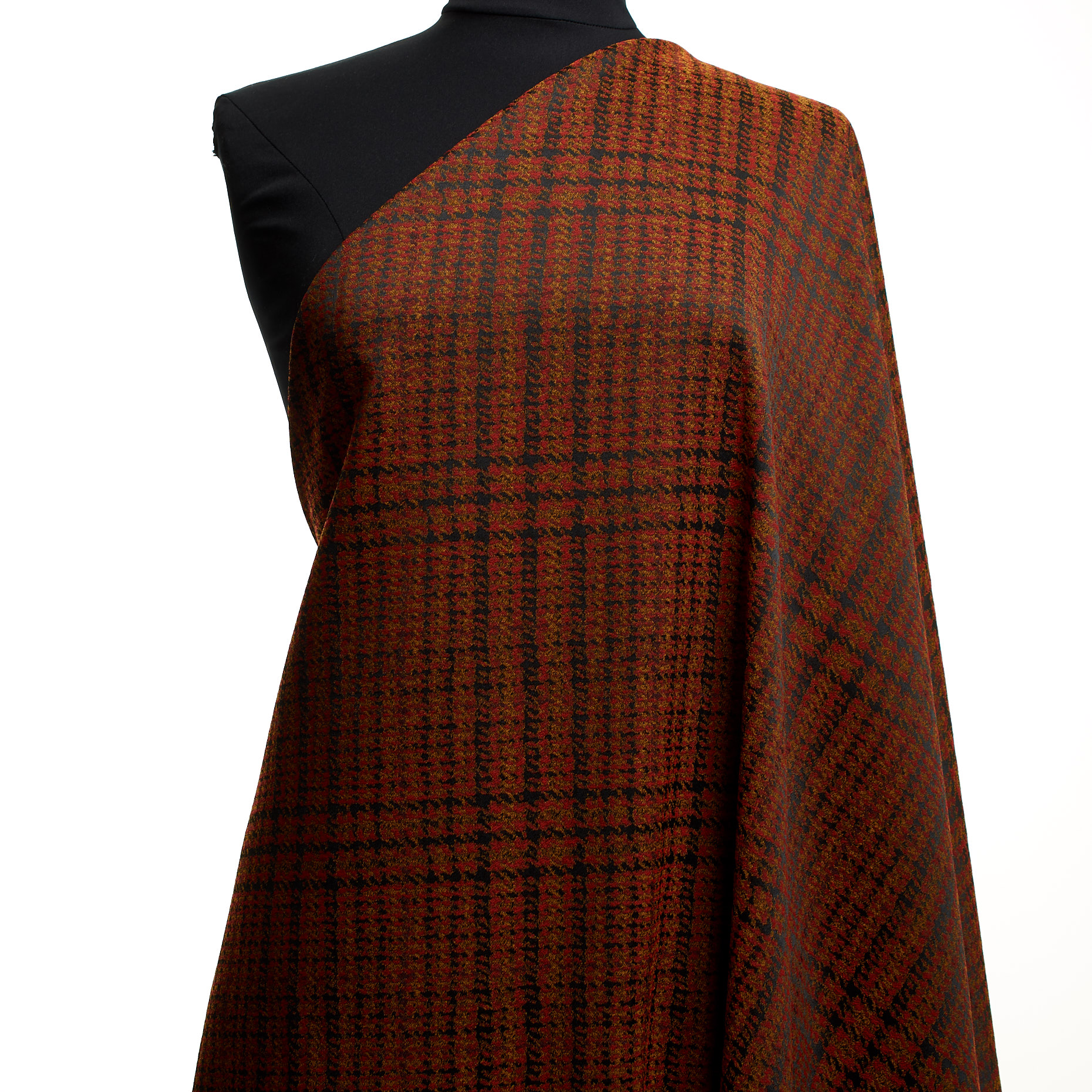 JACQUARD, ELASTIC, GLENCHECK, CARMINE RED&BURNT ORANGE (F000023226) - Mannequin