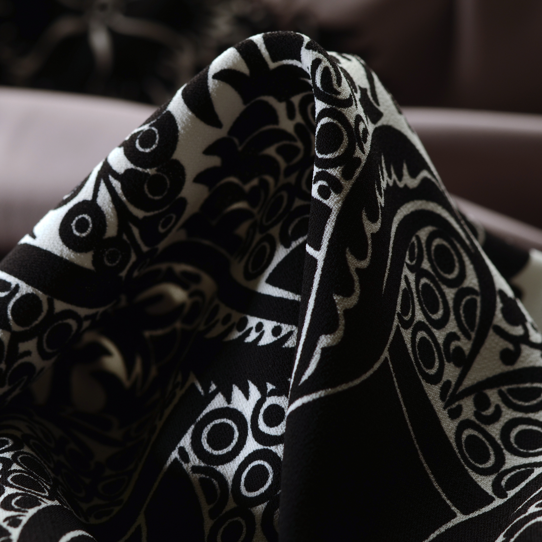 Krepa, Wiskoza, Wydrukowany, Opal Gray&Brilliant White (F000016182)