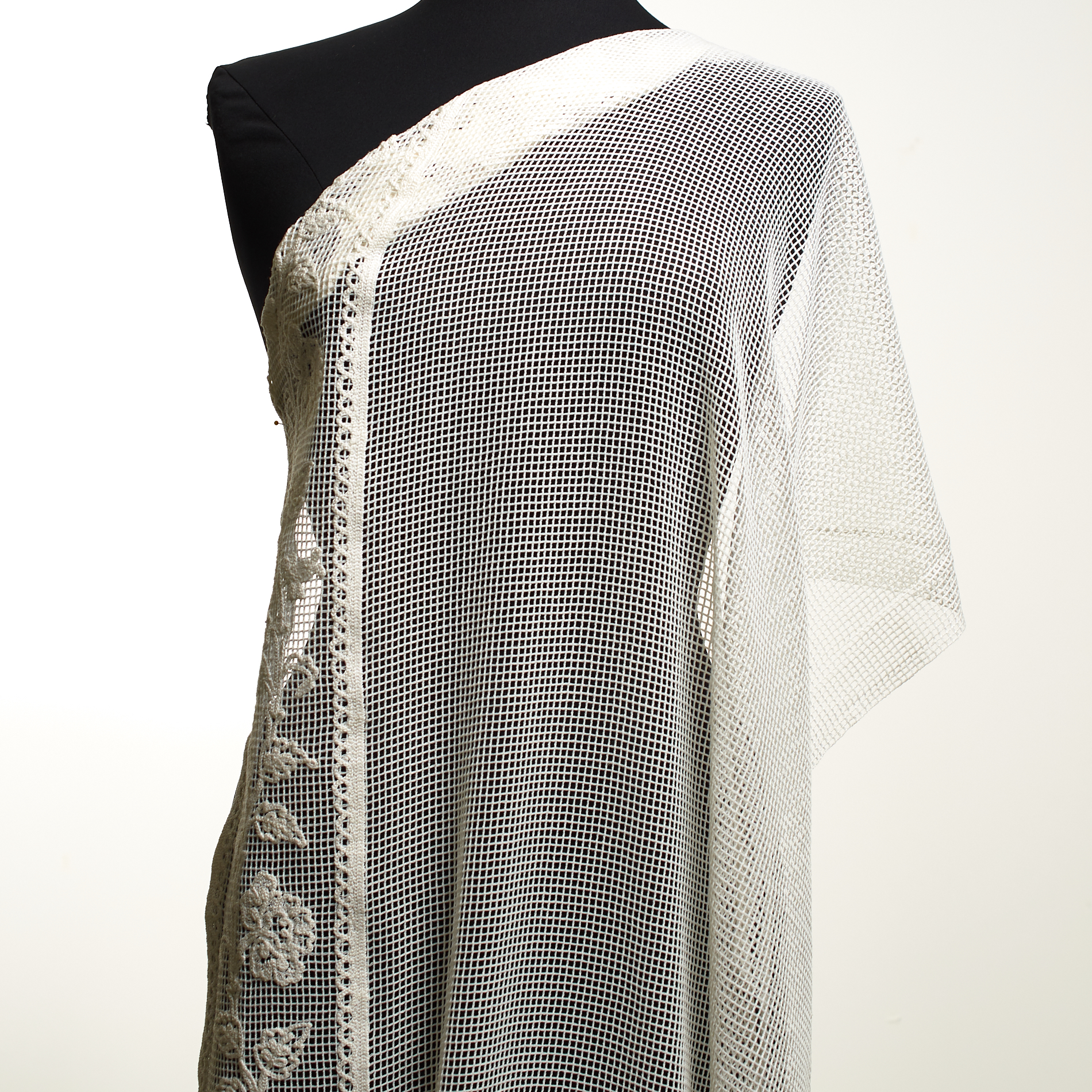 Pizzo, Seta, Floreale, Ivory (F000034407) - Manichino