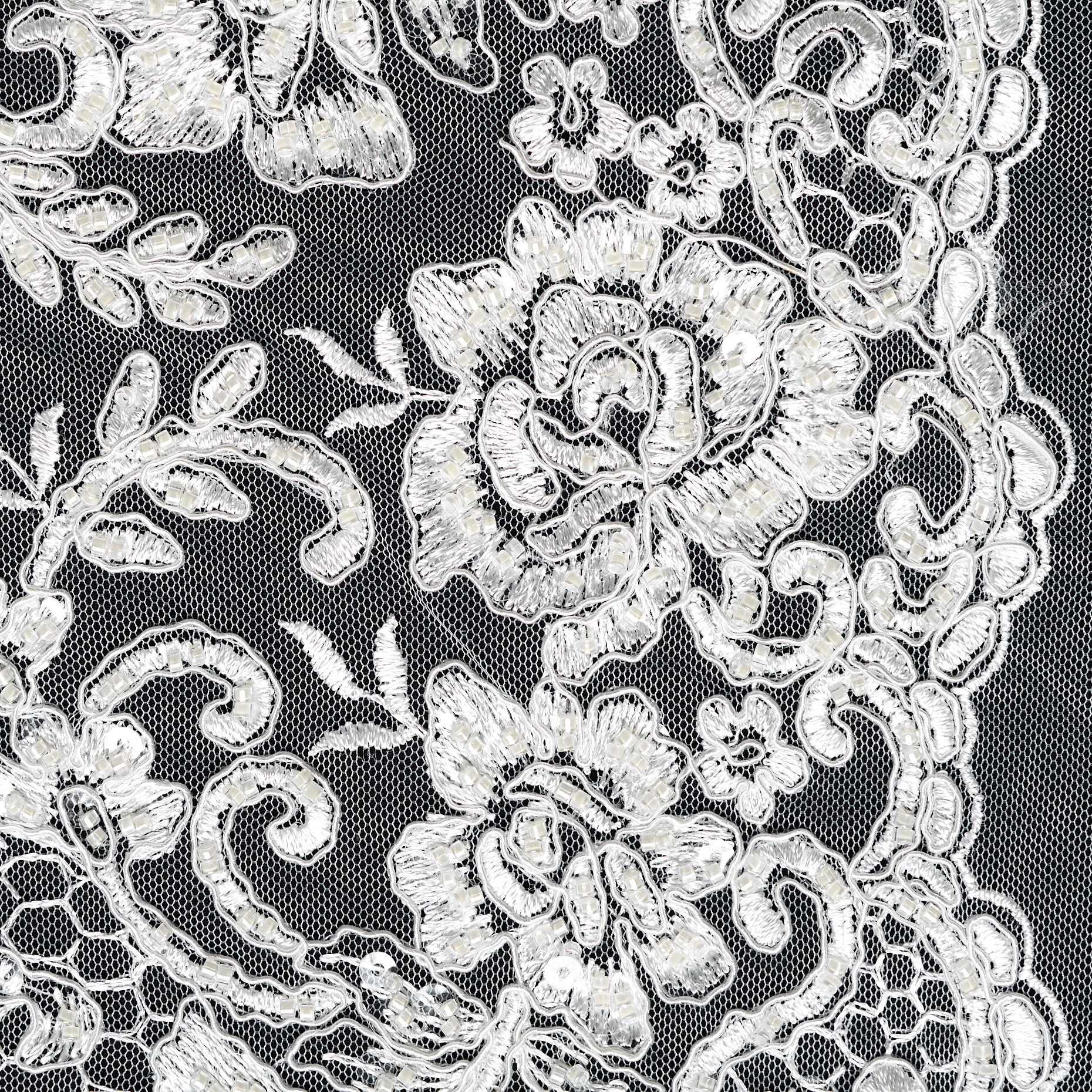 Dentelle, Viscose , Brodé, Brilliant White (F000047180) - Tissage