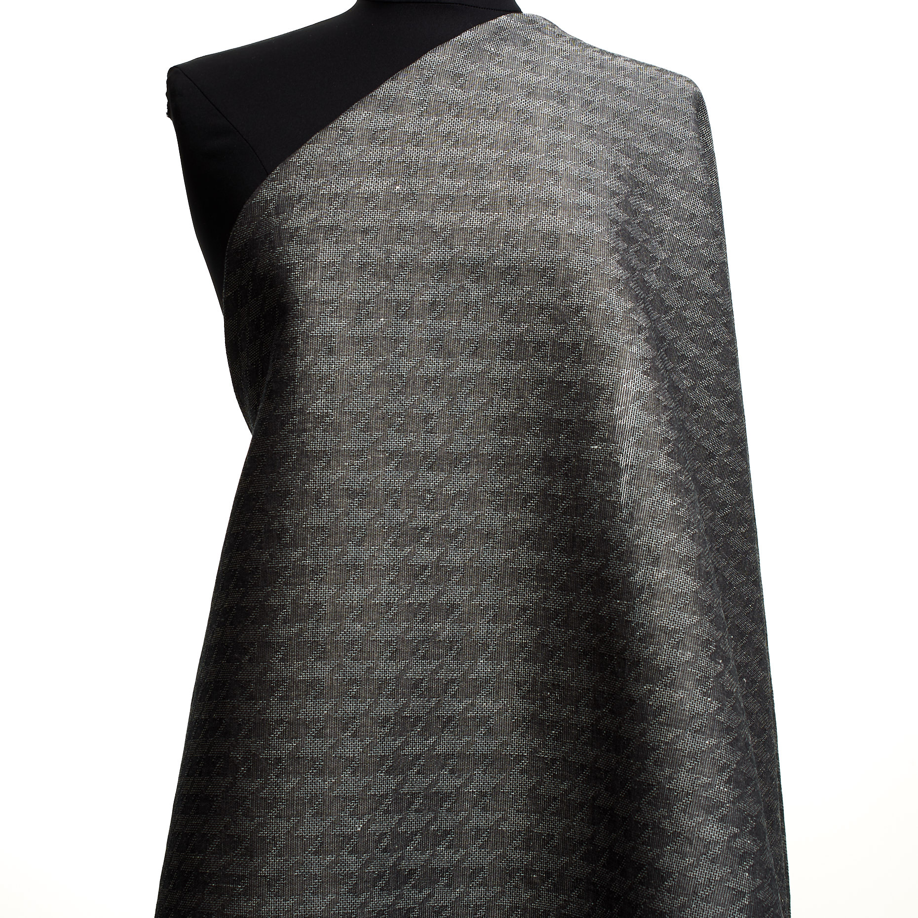 COTTON, LINEN BLEND, HOUNDSTOOTH, STEEL GRAY (F000044745) - Mannequin