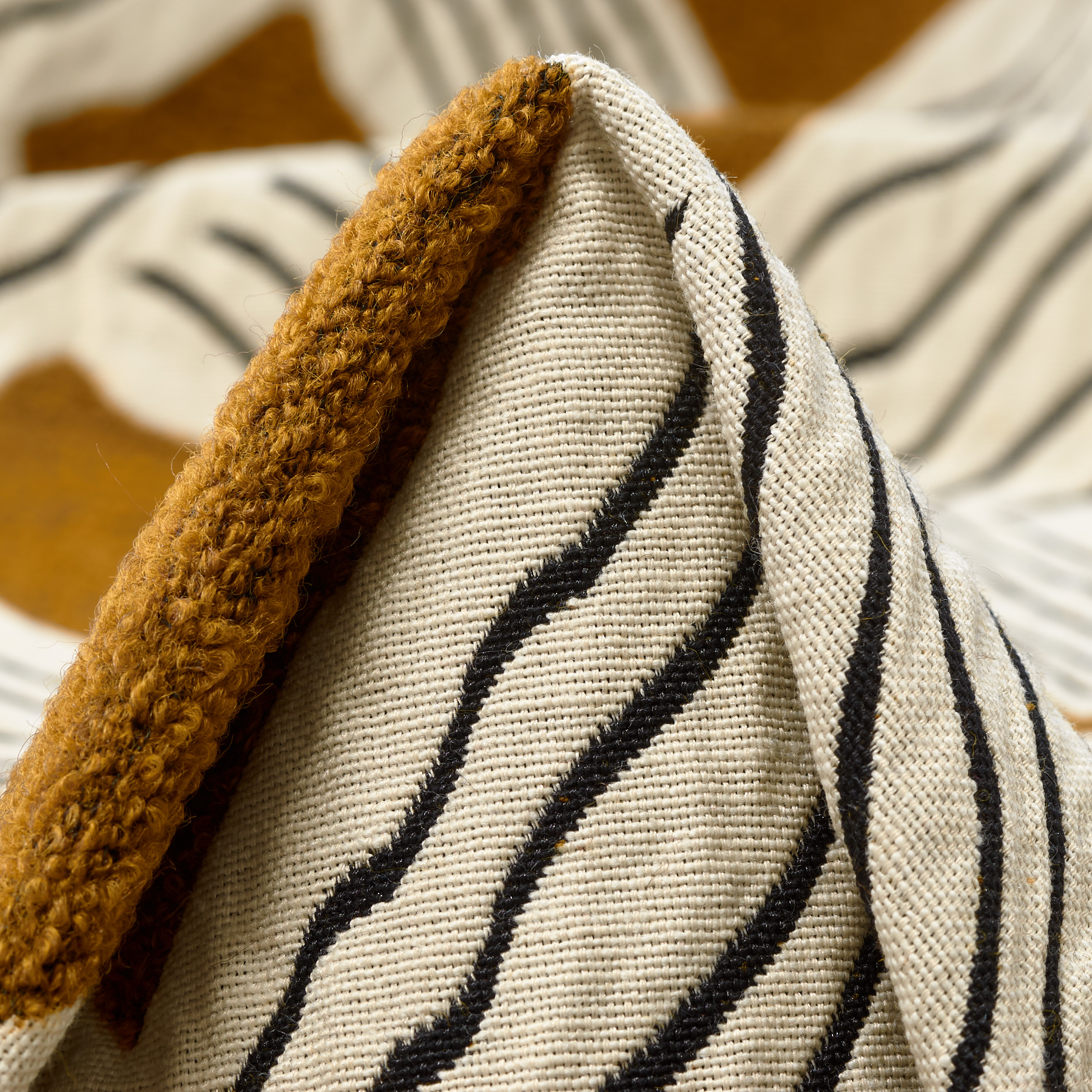 Jacquard, Baumwolle, Geometrisches Design, Antique White&Golden Brown (P000004280)