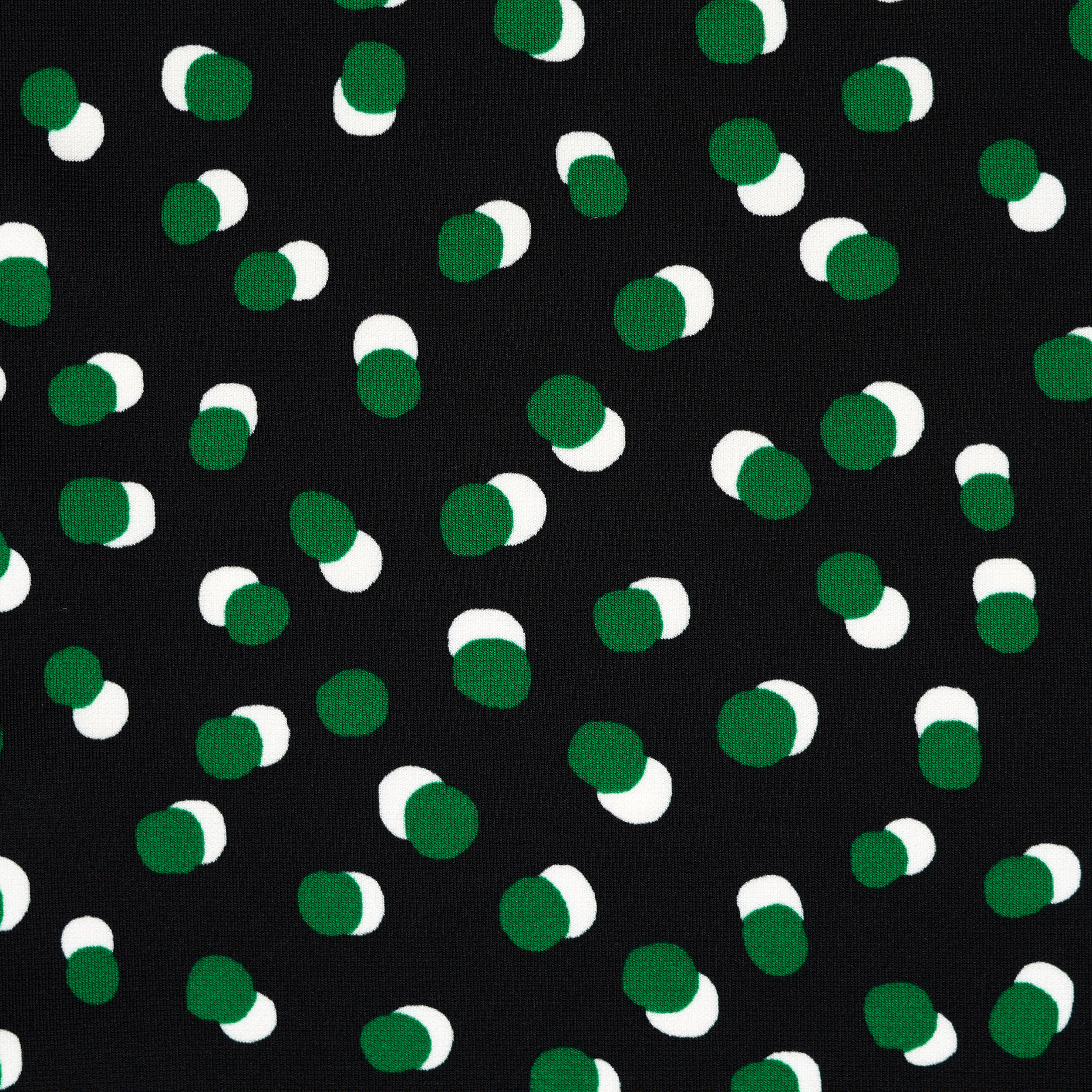 Techno Jersey, Pois, Haute Elasticité, Raven Black&Smaragd (F000046822) - Tissage