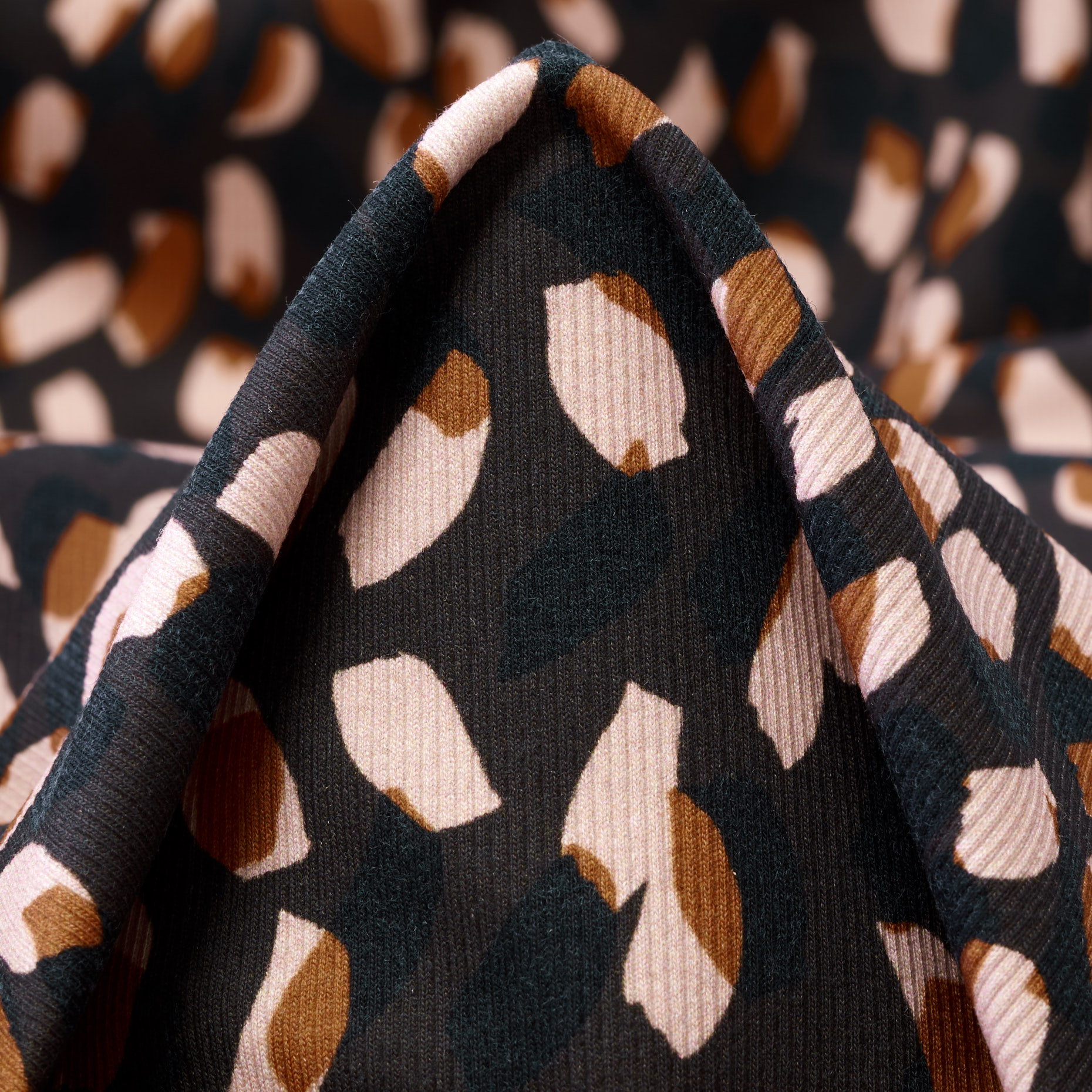 Rippjersey, Baumwolle, Bedruckt, Coffee&Wild Rose (F000042751)