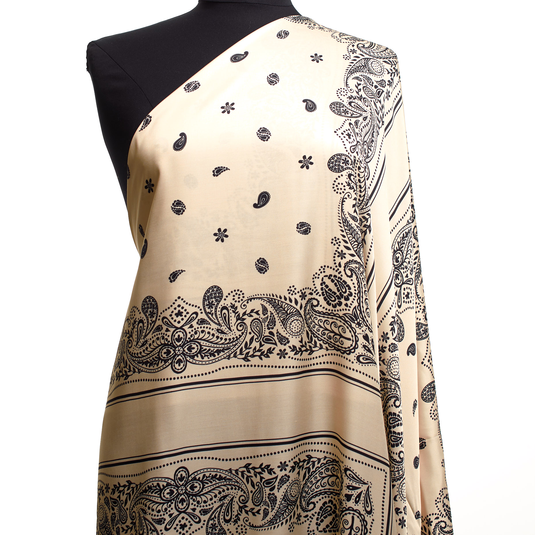 SATIN, VISCOSE, PRINTED, IVORY (F000040040) - Mannequin