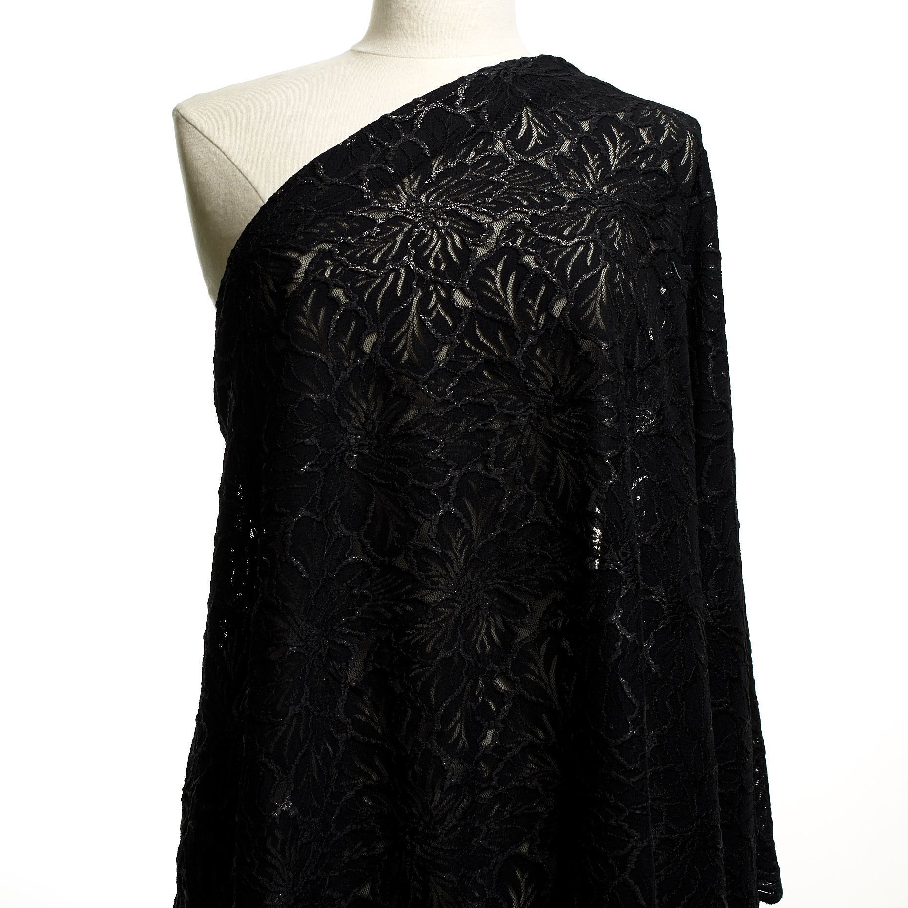 LACE, FLORAL, ELASTIC, JET BLACK (F000045540) - Mannequin