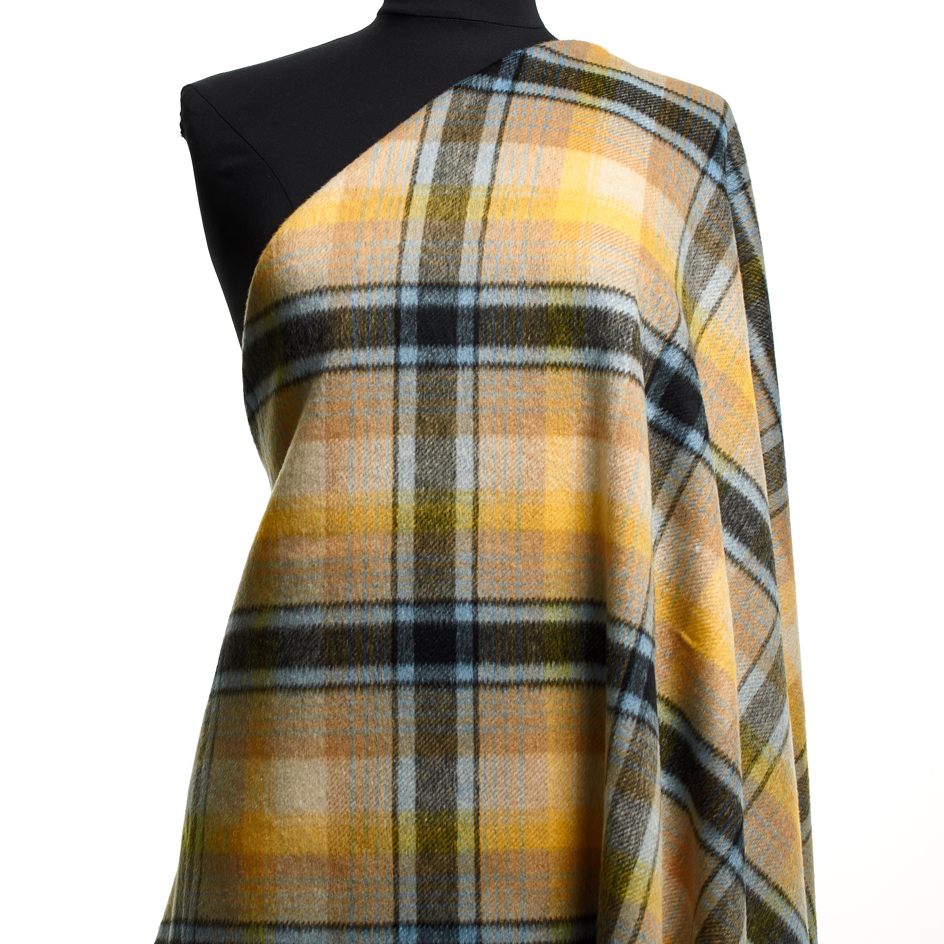 Mieszanka wełny, Kratka, Szczotkowany, Pearl Blue&Tan (F000045364) - Manekin