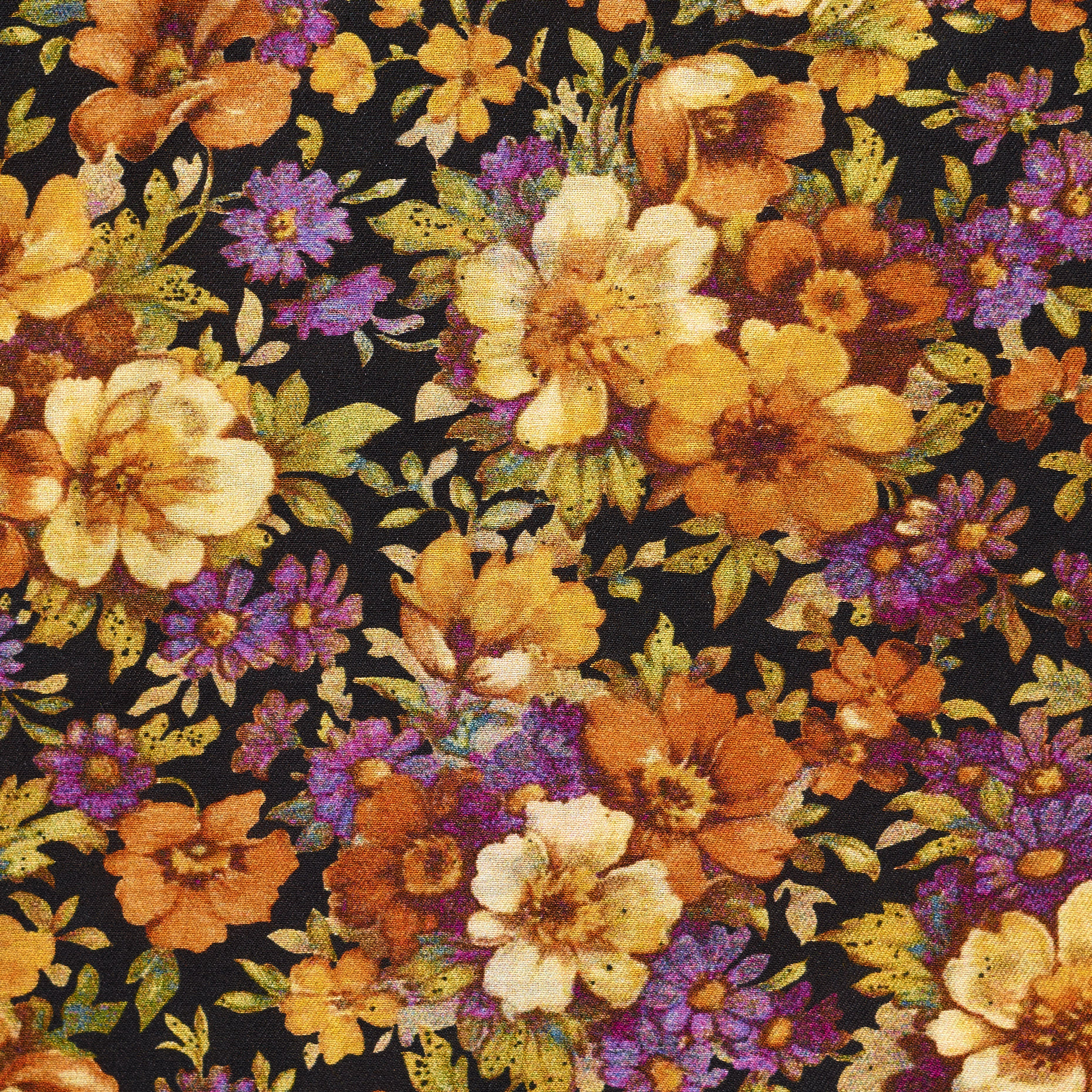 VISCOSE, SILK, PRINTED, DUSTY ORANGE&RAVEN BLACK (F000040130) - Texture