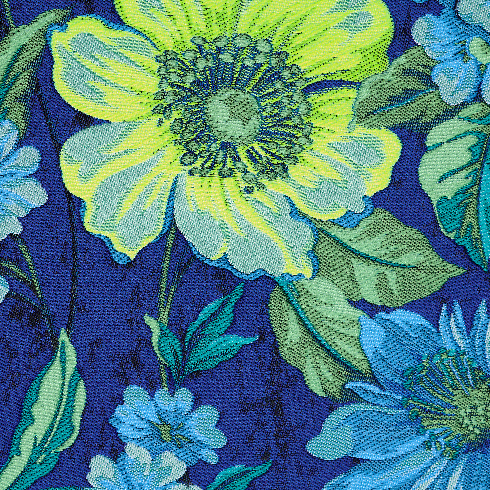 Jacquard, Double, Floreale, Lapis Blue&Grass Green (P000002640) - Trama