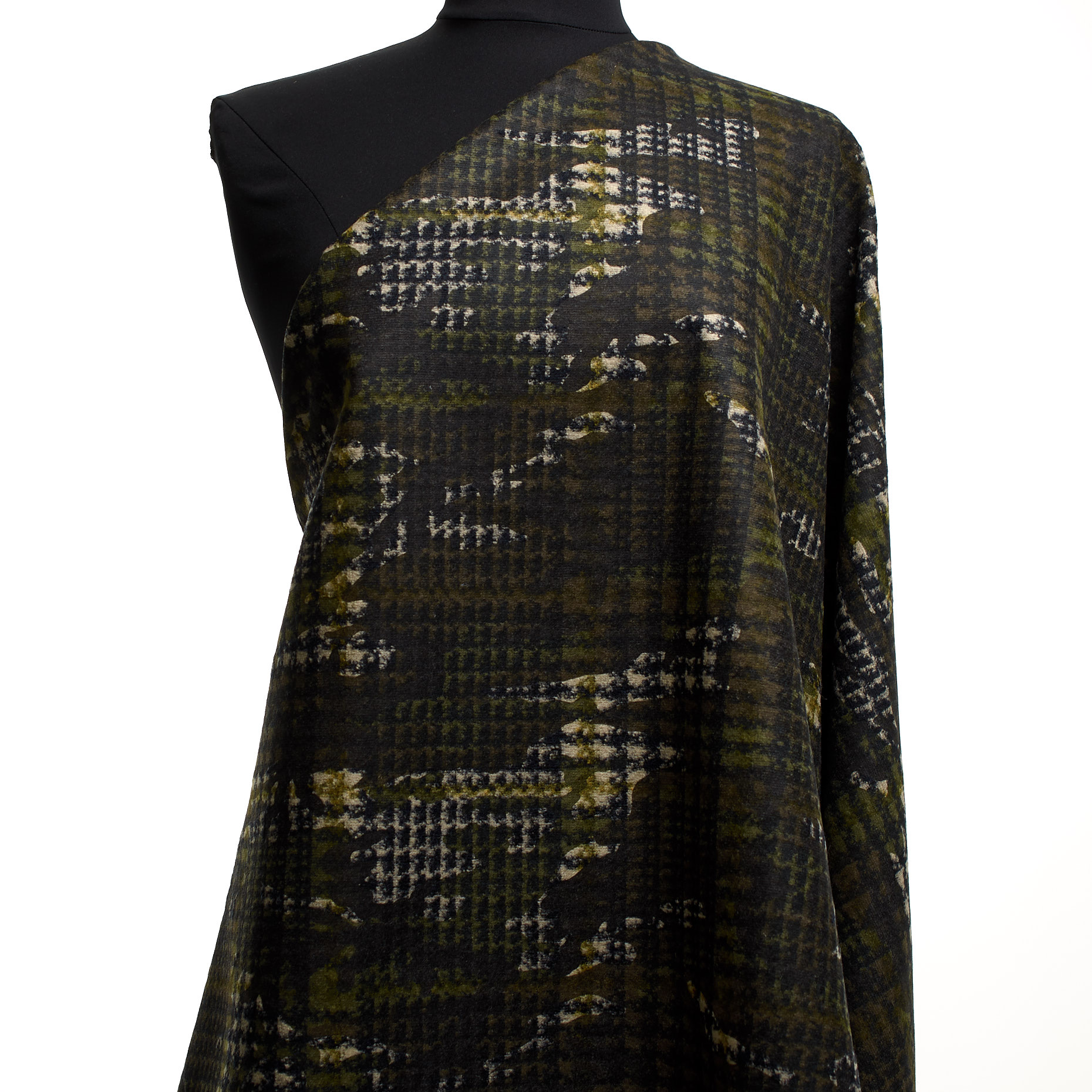 JERSEY, WOOL BLEND, PRINTED, DUSTY OLIVE (F000044093) - Mannequin
