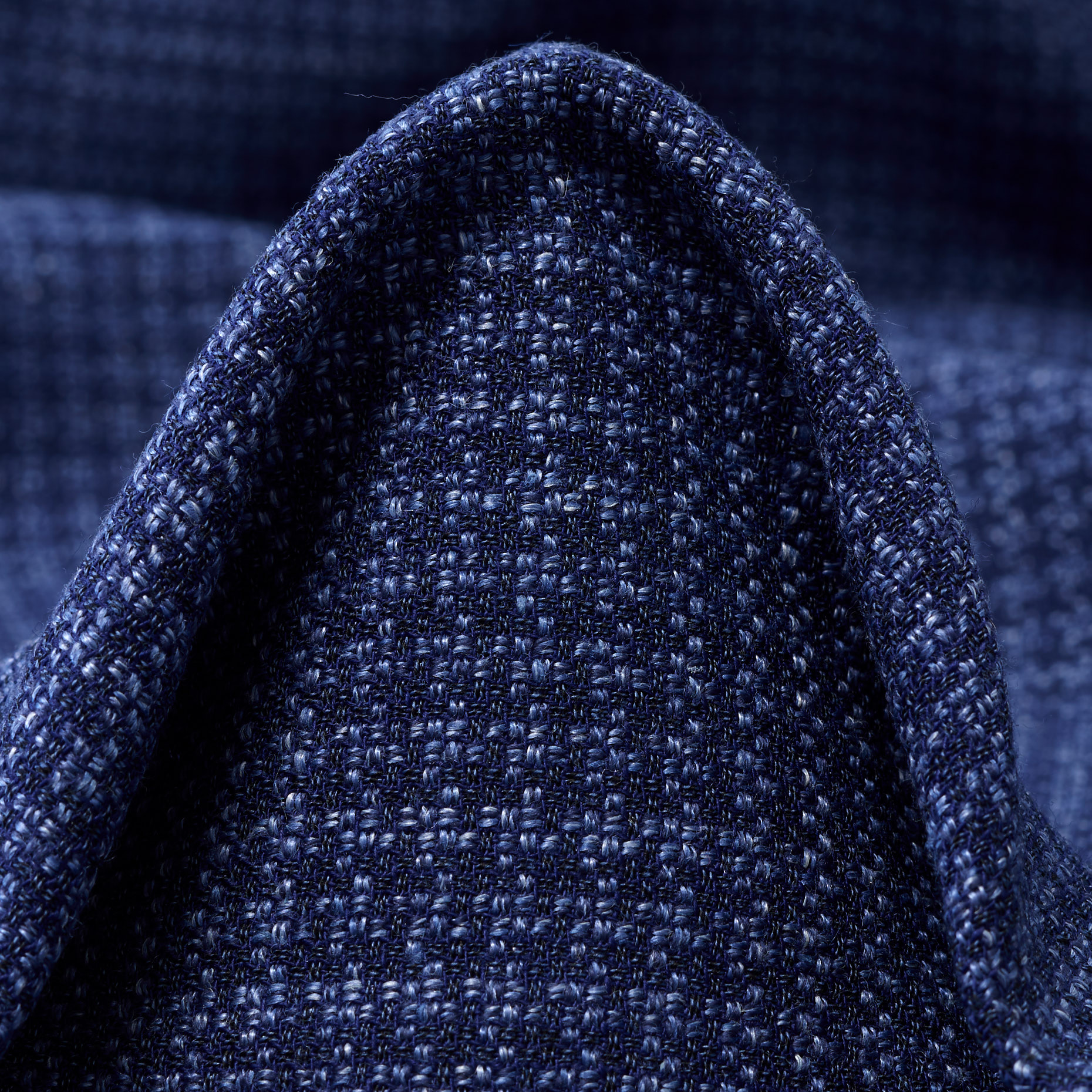 VIRGIN WOOL, LINEN, MICRO DESIGN, TRUE NAVY (F000044729)