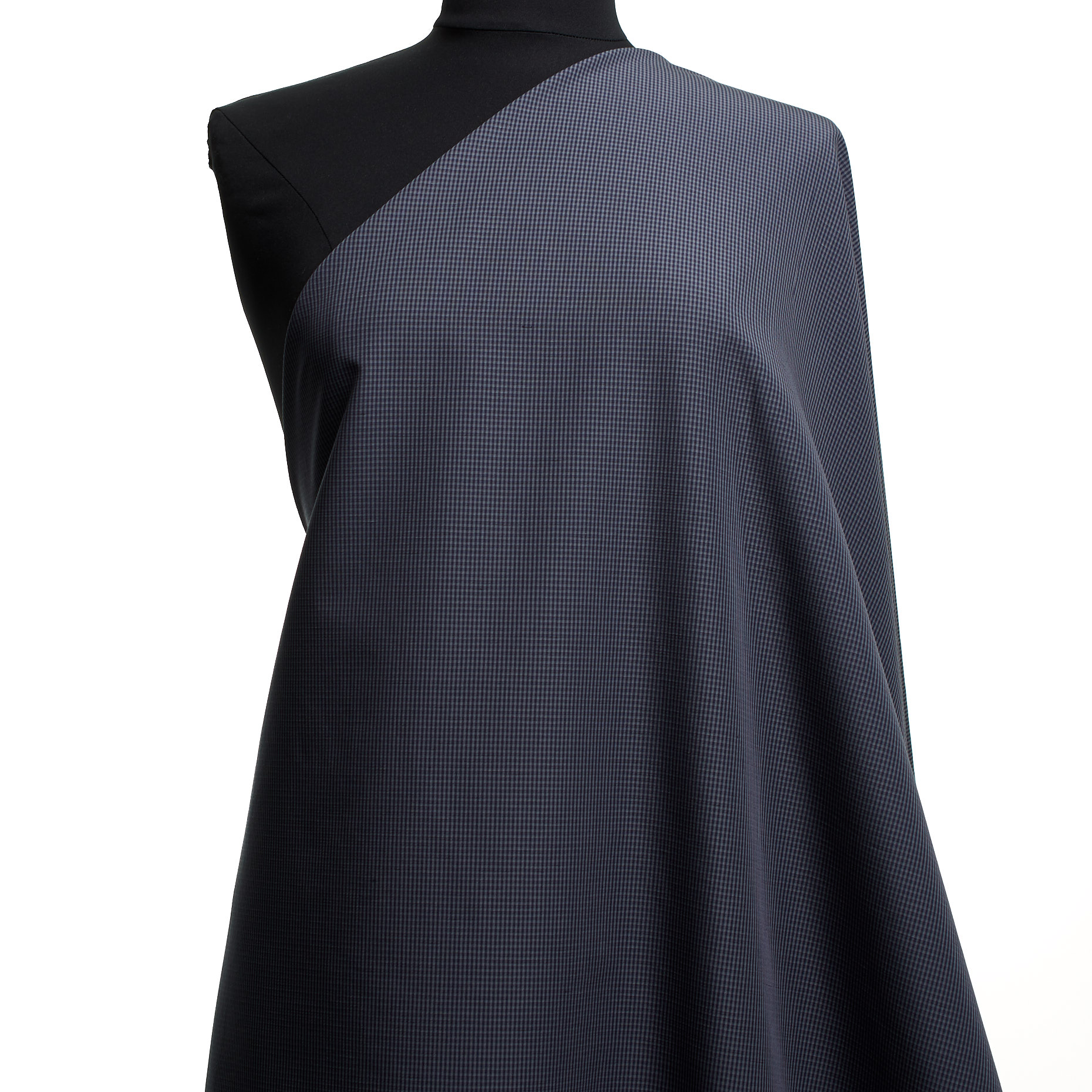 COTTON, LINEN, CHECK, DEEP COBALT&TITANIUM (F0001741) - Mannequin