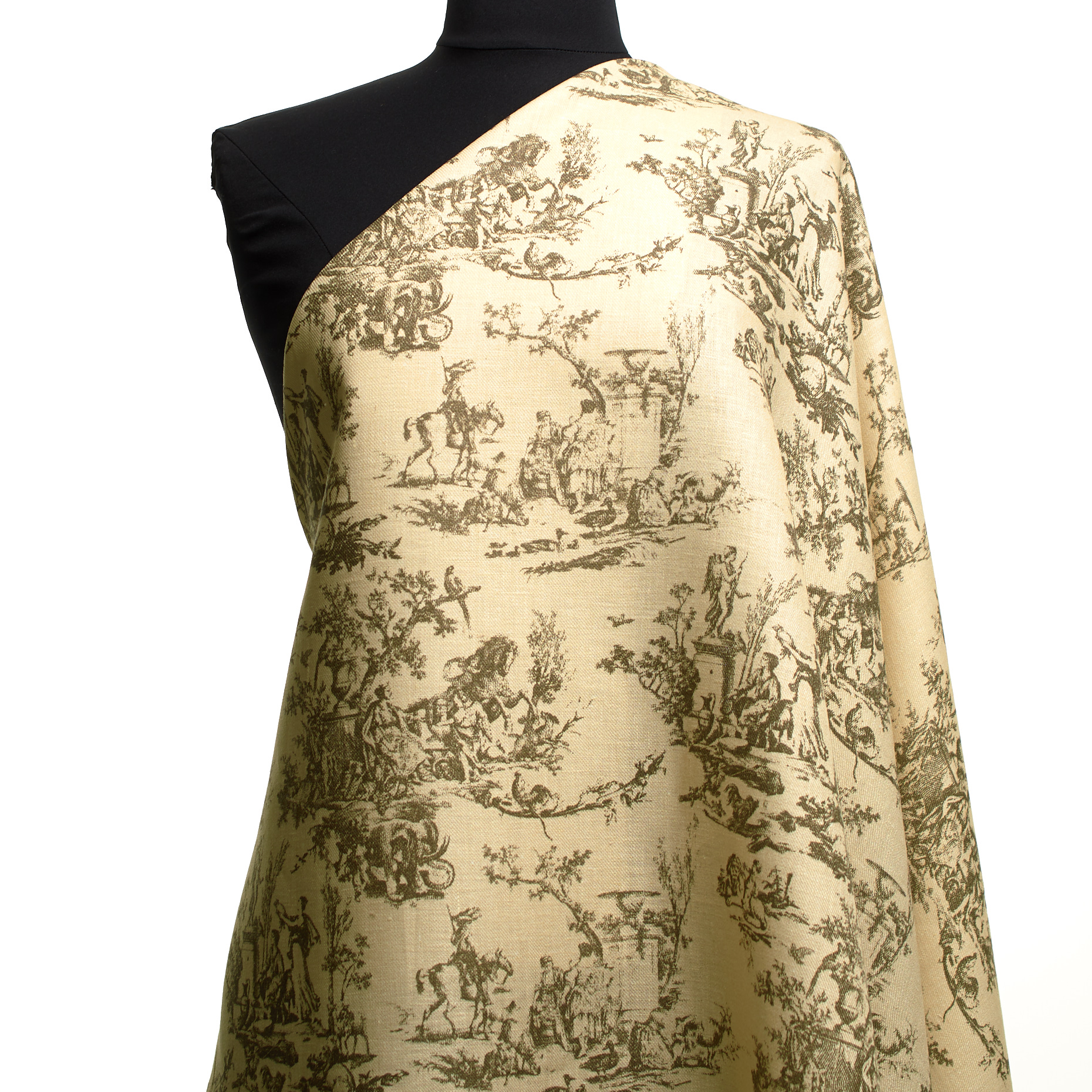 TWILL, LINEN, TOILE DE JOUY, ANTIQUE WHITE&GREIGE (T0000717) - Mannequin