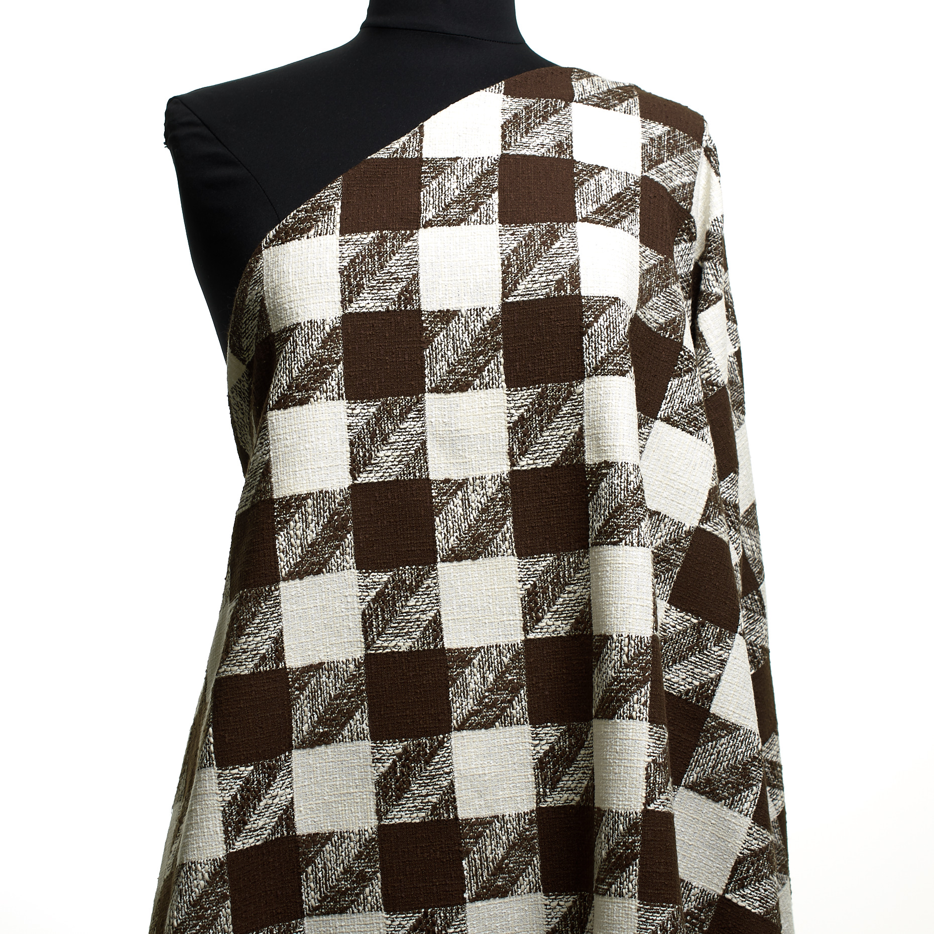 COTTON, VISCOSE, CHECK, BRILLIANT WHITE&TIRAMISU (F000048177) - Mannequin