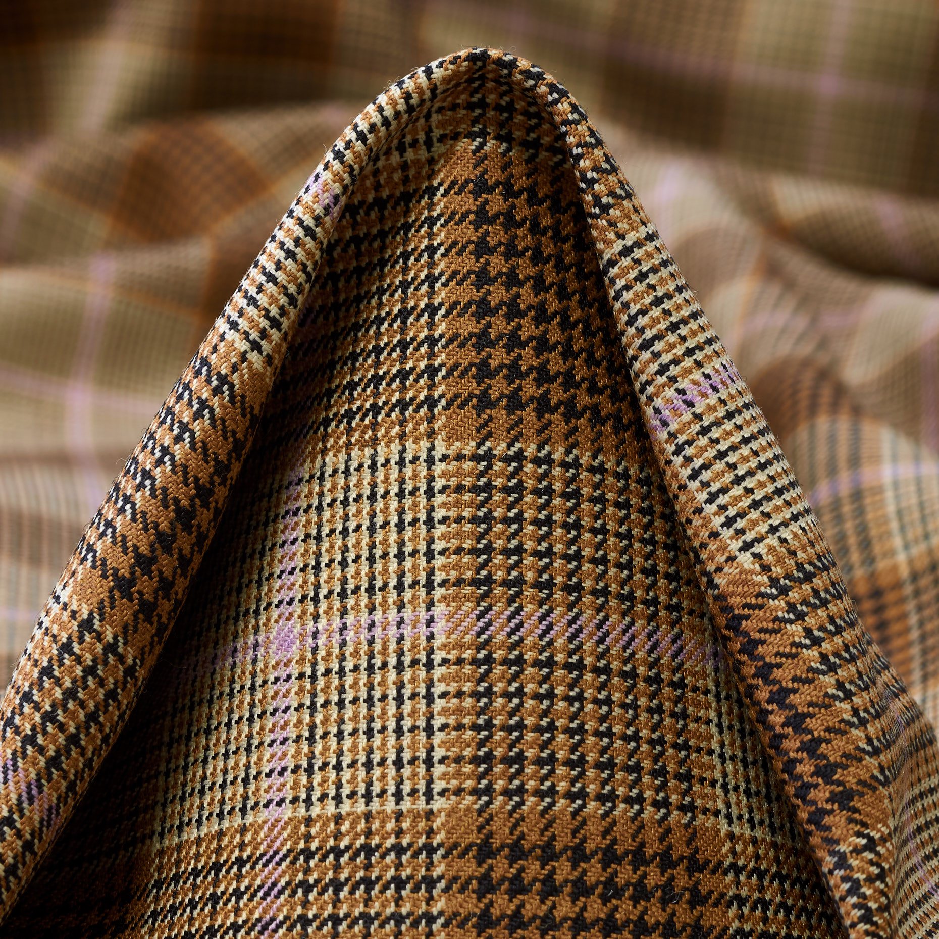 Wełna dziewicza, Kratka, Stretch, Tobacco Brown (F000046255)