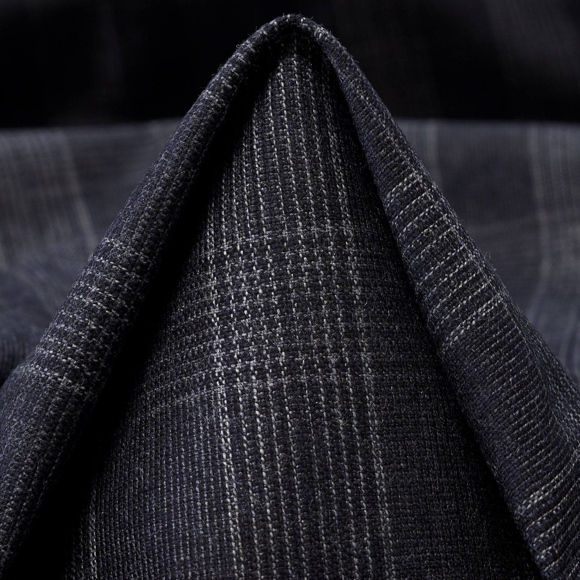 FINE WOOL, ELASTIC, CHECK, BLUE NIGHTS