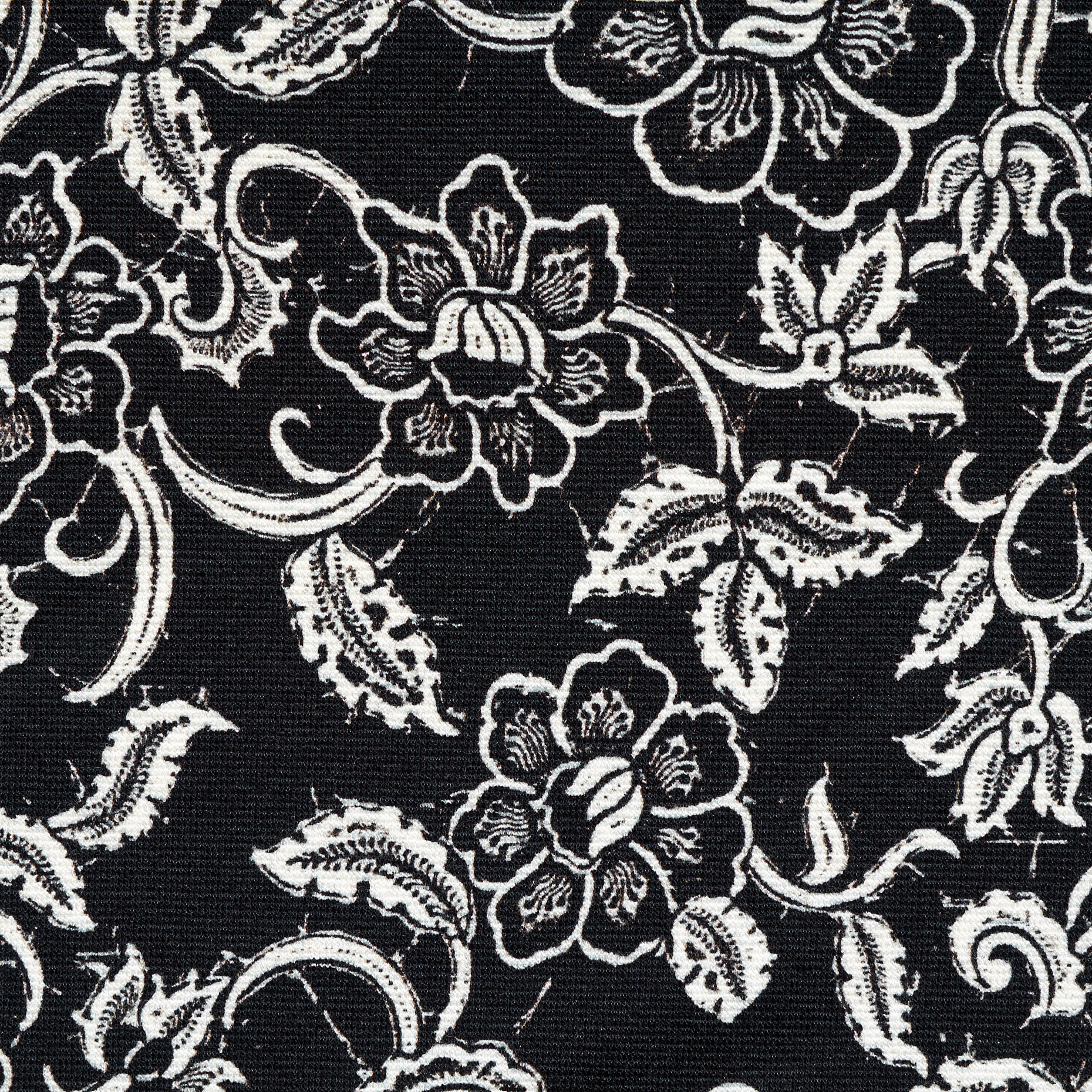 Jersey, Wiskoza, Kwiatowy, Jet Black (F000015472) - Tkana