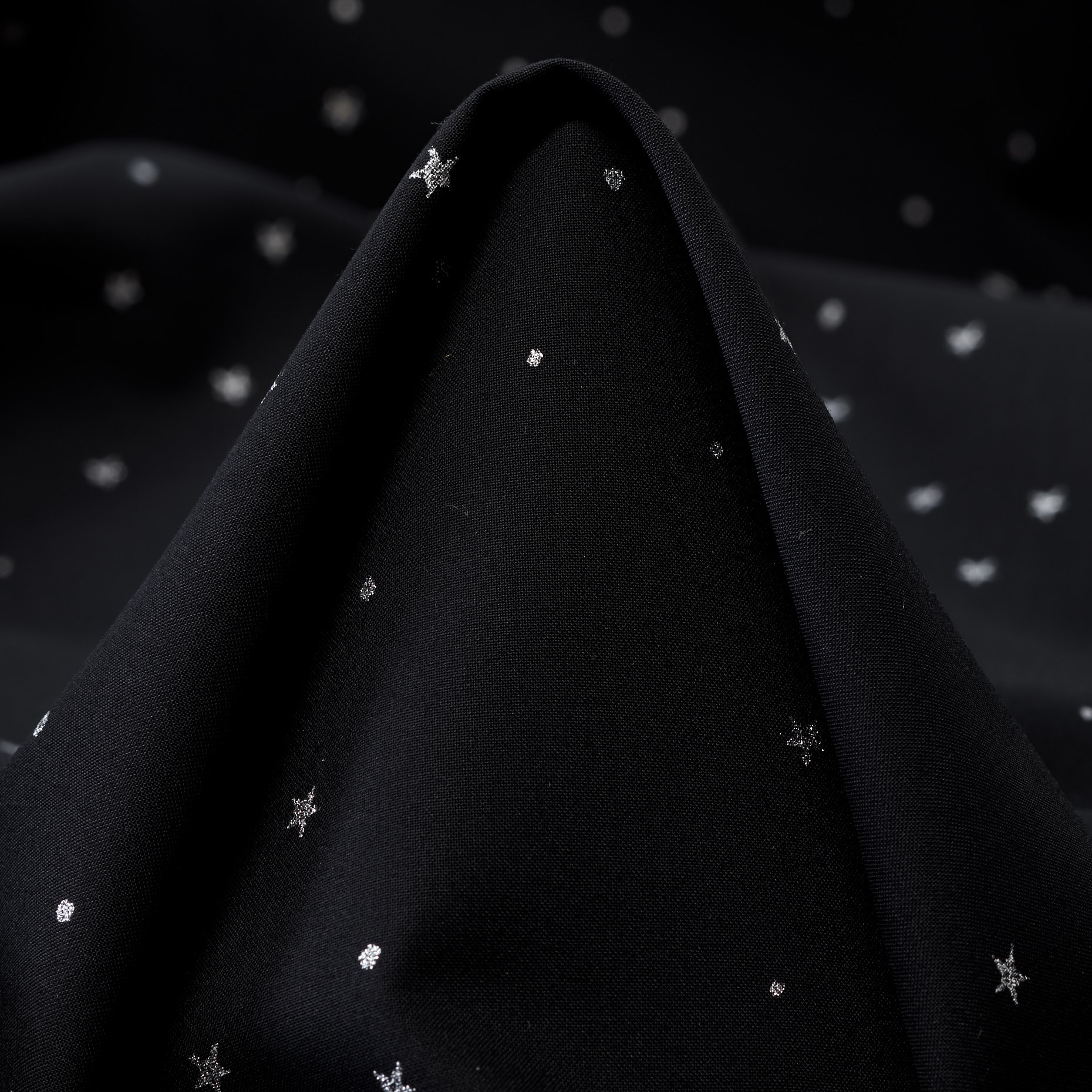 Popelín, Algodón, Estampado, Silver&Raven Black (F000043932)