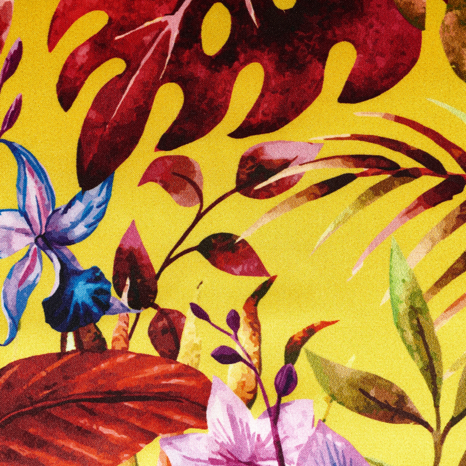 SATIN, FLORAL, ELASTIC, YELLOW BALLOON&ORCHID BOUQUET (F000041415) - Texture