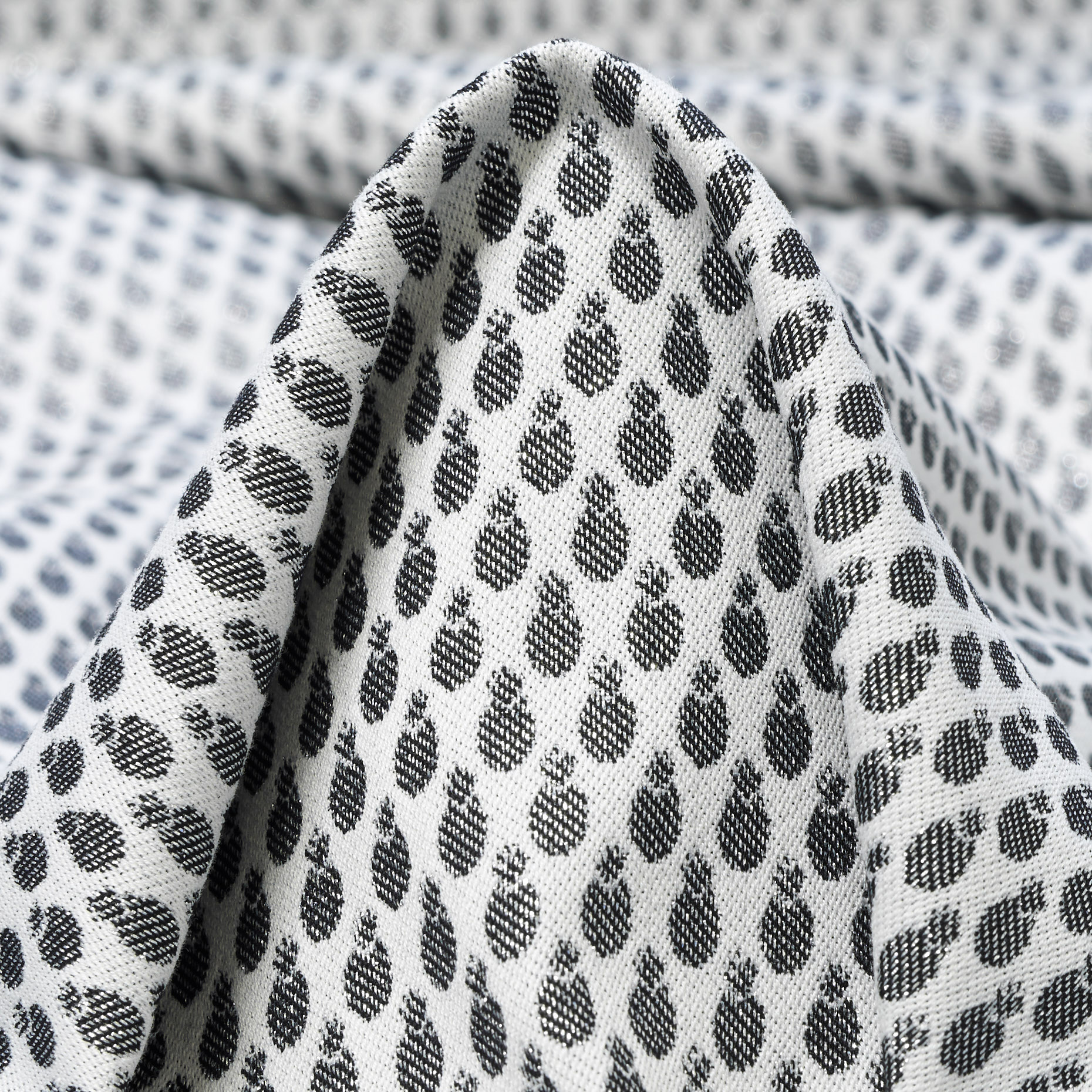 JACQUARD, COTTON ELASTIC, SILVER GRAY&IVORY (F000041375)