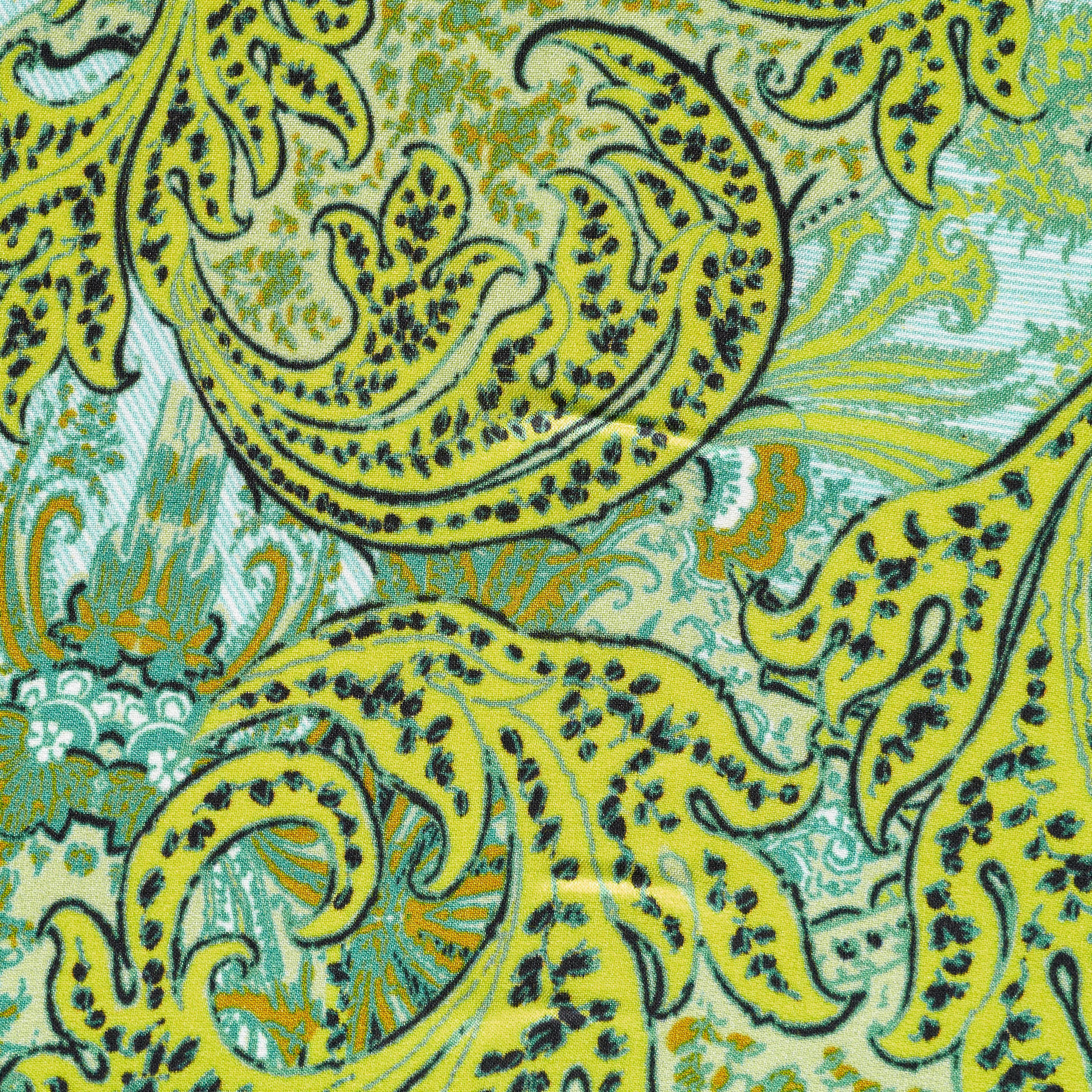 Satin, Soie, Paisley, Bright Lime (F000022510) - Tissage