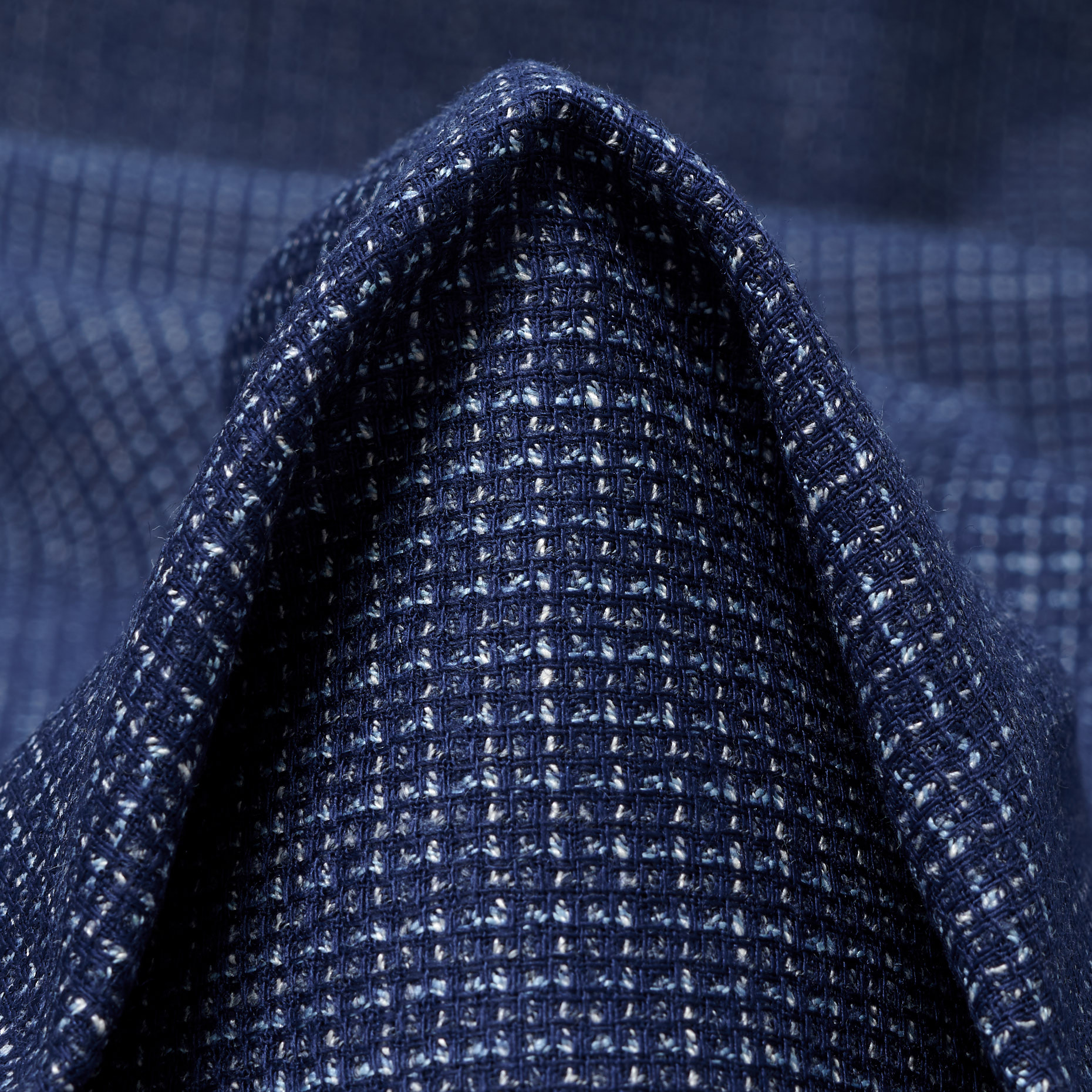 VIRGIN WOOL, LINEN BLEND, MICRO DESIGN, BLUE INDIGO (F000045114)